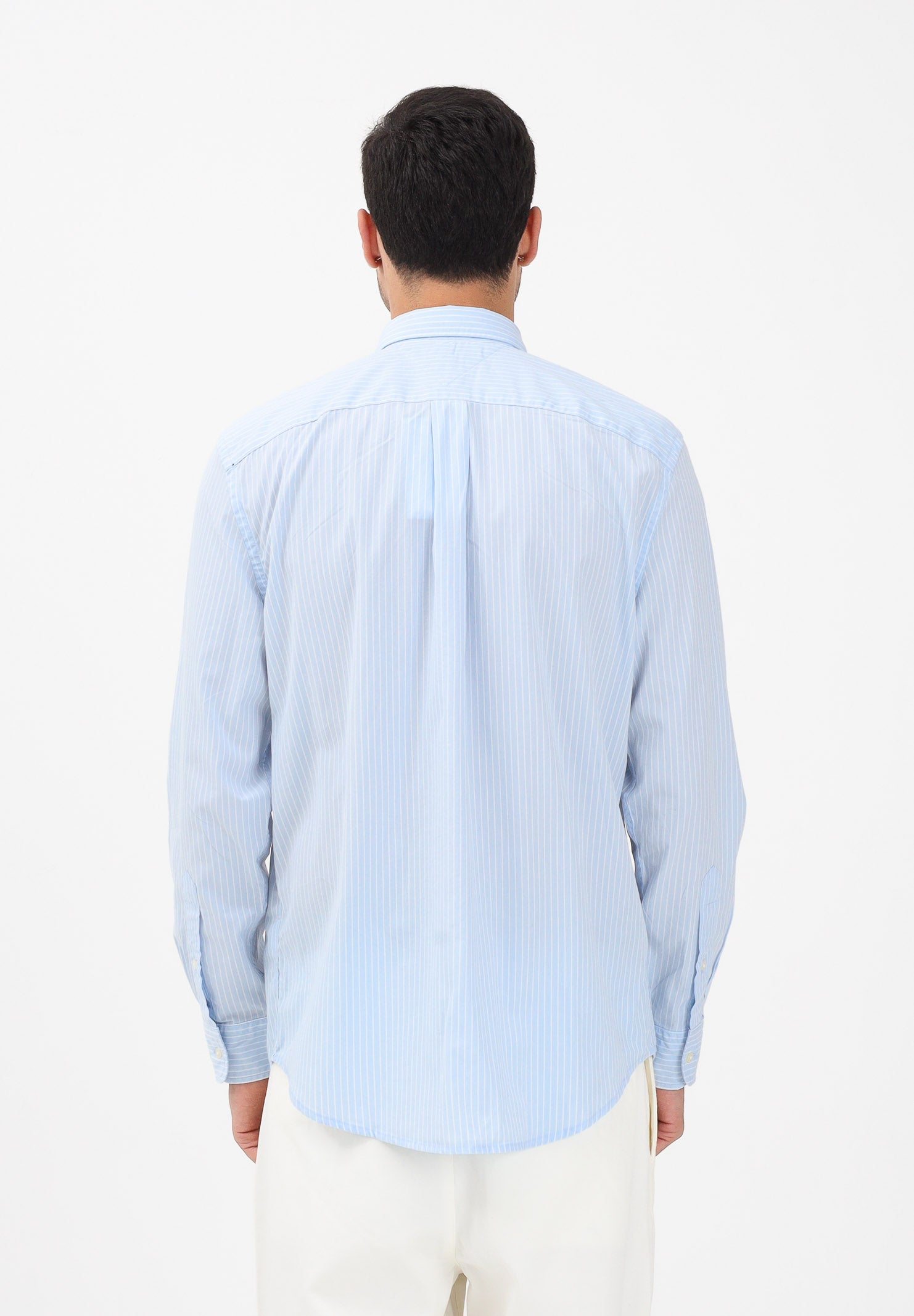 TOMMY HILFIGER Camicia a manica lunga TH Flex azzurra da uomo con motivo a righe MW0MW41399 0A4 TOMMY HILFIGER