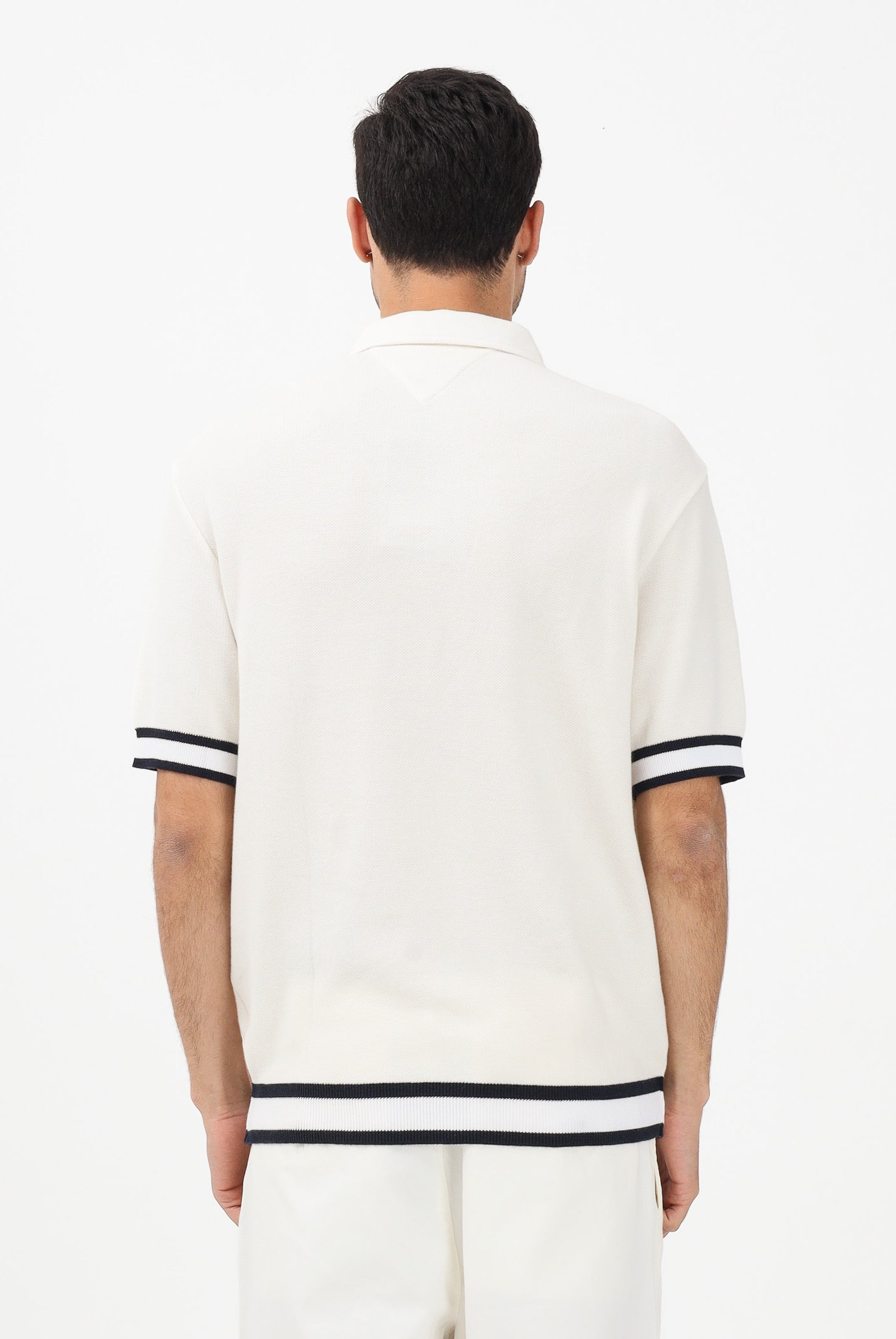 TOMMY HILFIGER Polo a manica corta panna da uomo con ricamo logo MW0MW41620 Z00 TOMMY HILFIGER