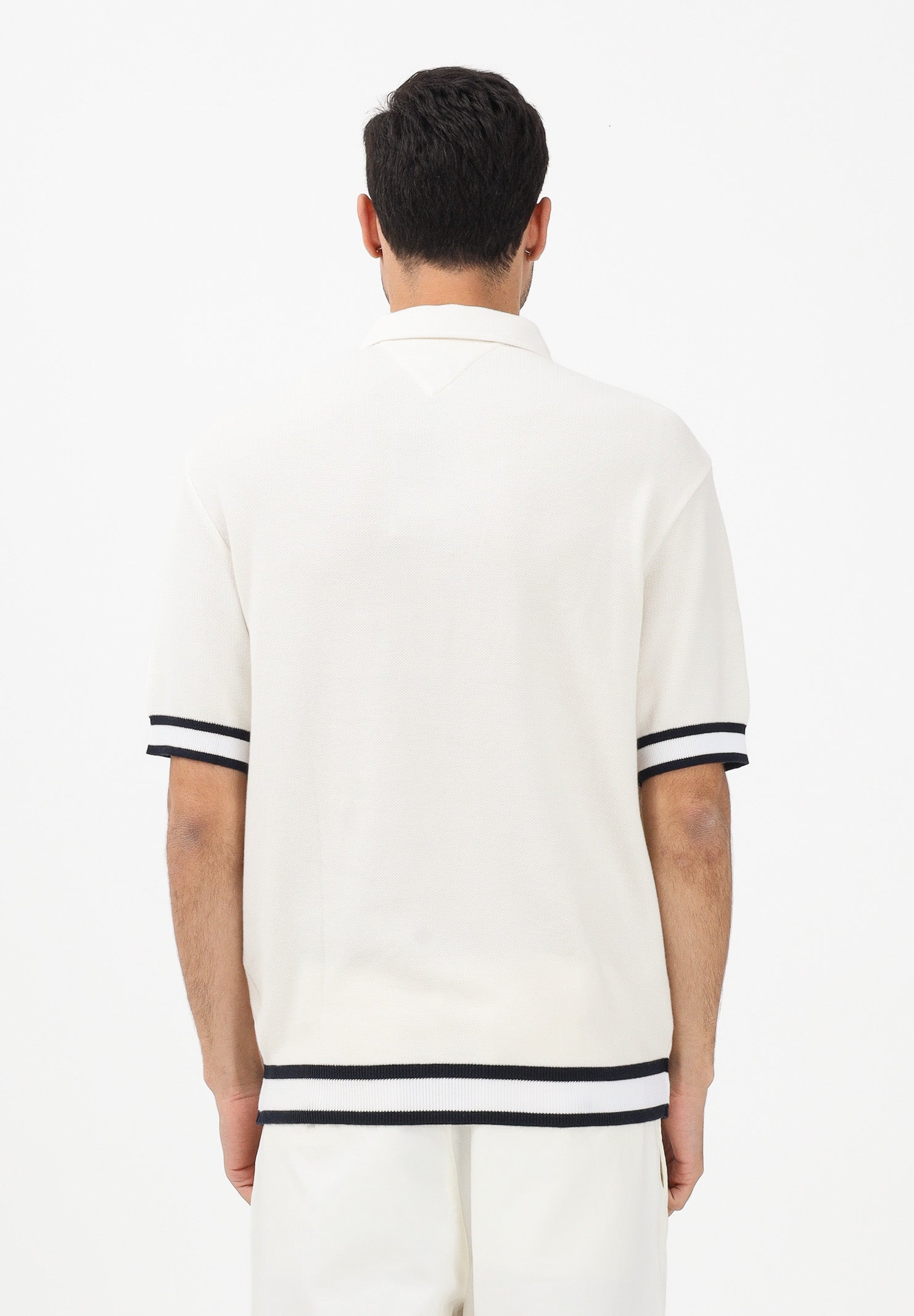 TOMMY HILFIGER Polo a manica corta panna da uomo con ricamo logo MW0MW41620 Z00 TOMMY HILFIGER