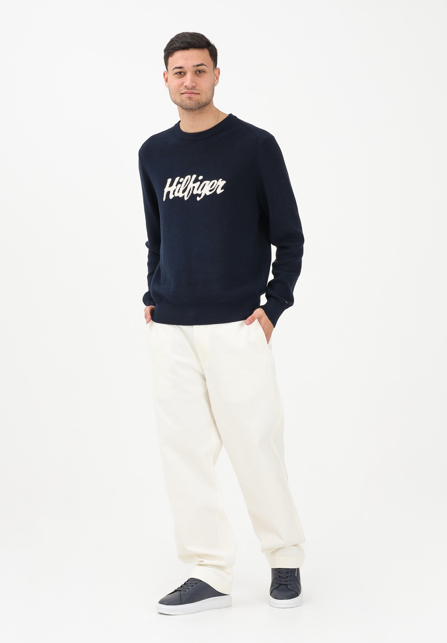 TOMMY HILFIGER Pantalone relaxed fit panna da uomo MW0MW41914 YA8 TOMMY HILFIGER