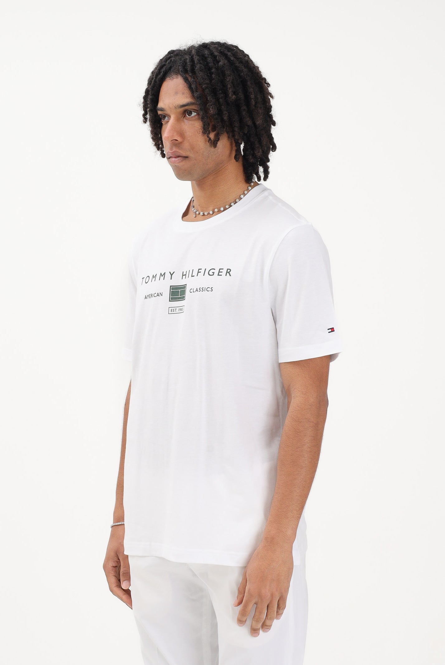 TOMMY HILFIGER T-shirt a manica corta bianca da uomo con stampa MW0MW42365 YBR TOMMY HILFIGER