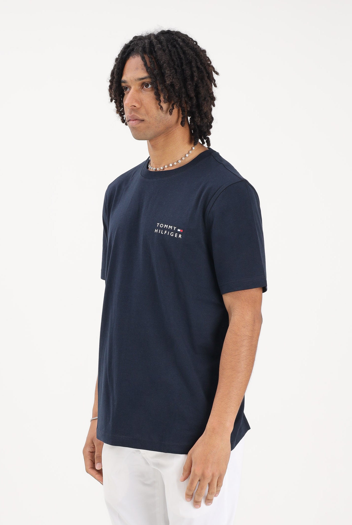 TOMMY HILFIGER T-shirt a manica corta blu da uomo con stampa MW0MW42370 DW5 TOMMY HILFIGER