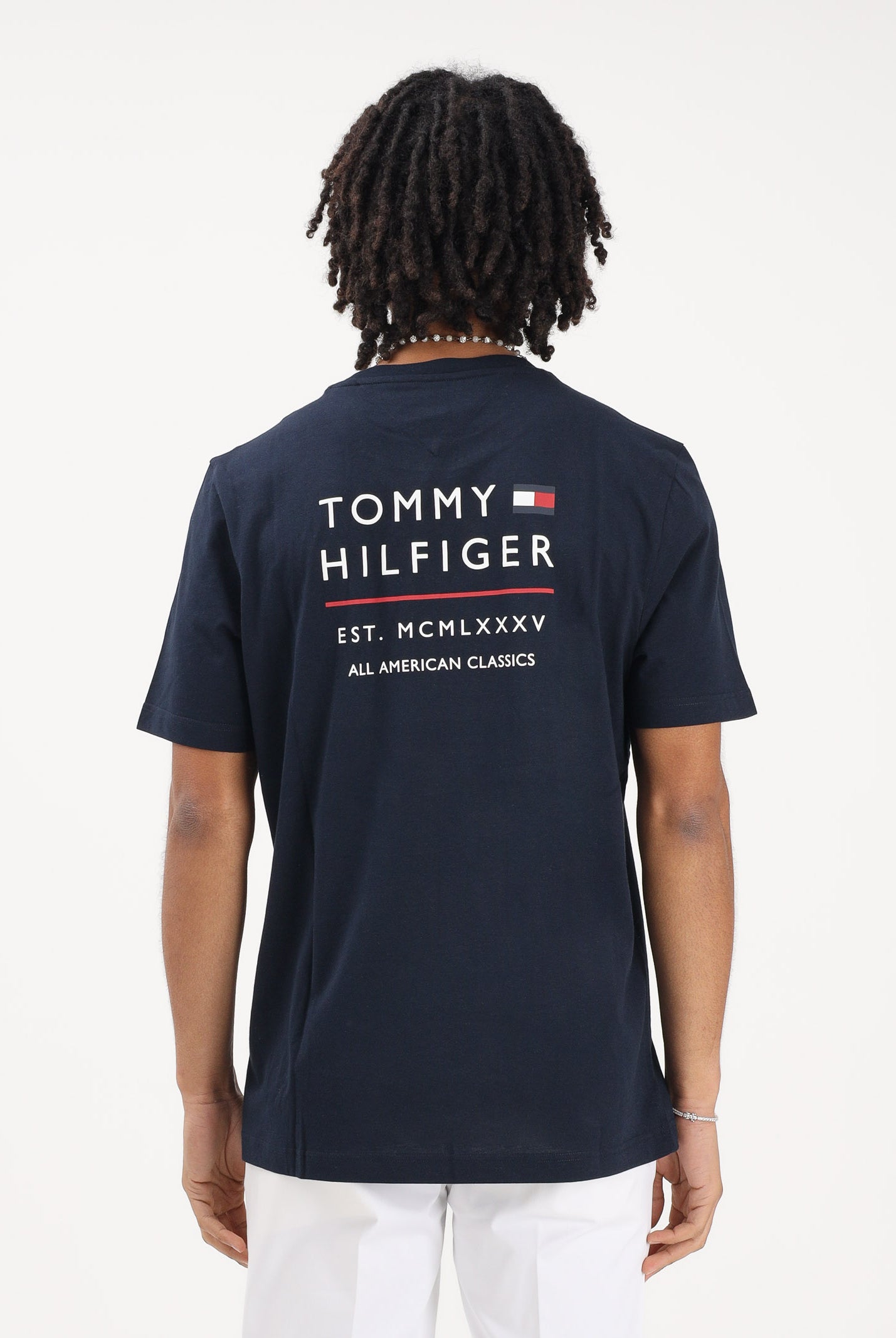 TOMMY HILFIGER T-shirt a manica corta blu da uomo con stampa MW0MW42370 DW5 TOMMY HILFIGER