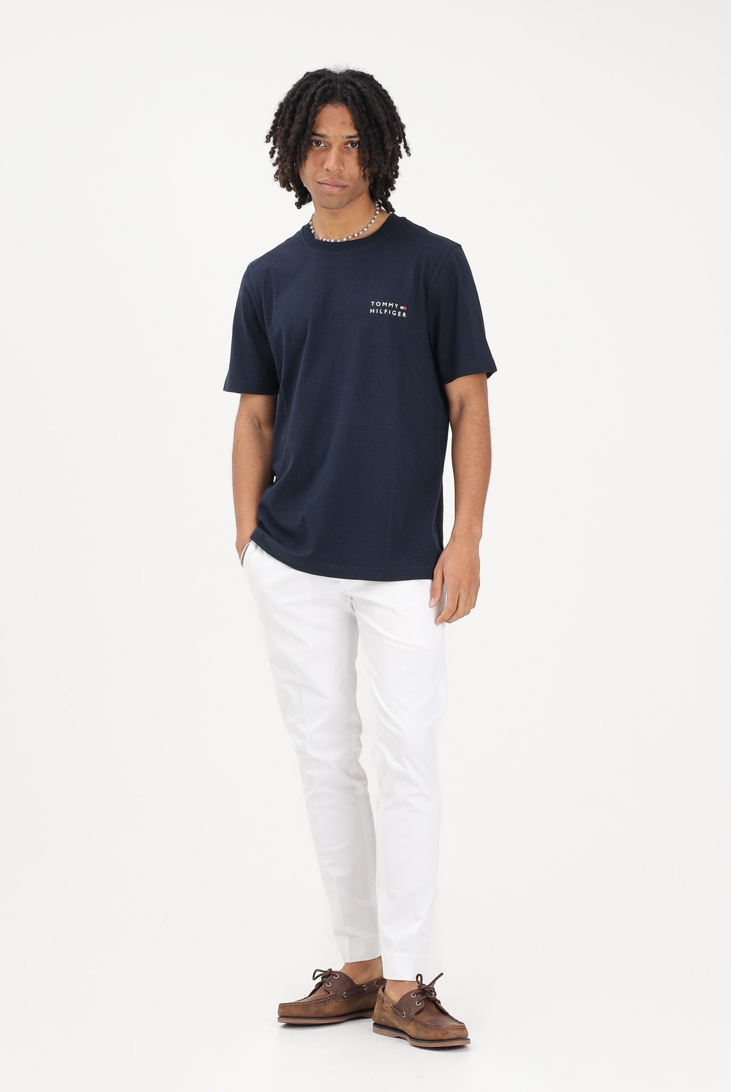 TOMMY HILFIGER T-shirt a manica corta blu da uomo con stampa MW0MW42370 DW5 TOMMY HILFIGER