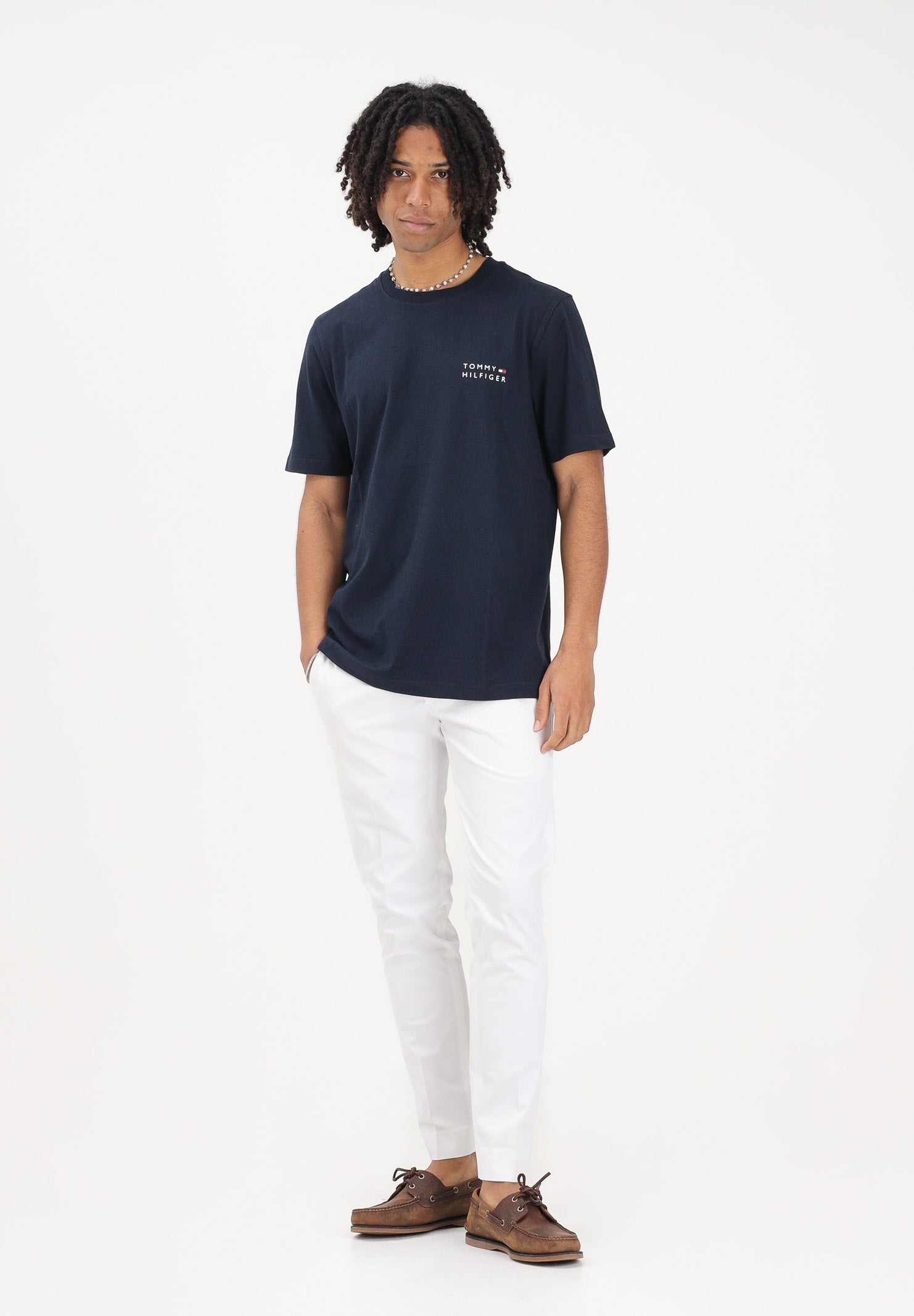 TOMMY HILFIGER T-shirt a manica corta blu da uomo con stampa MW0MW42370 DW5 TOMMY HILFIGER