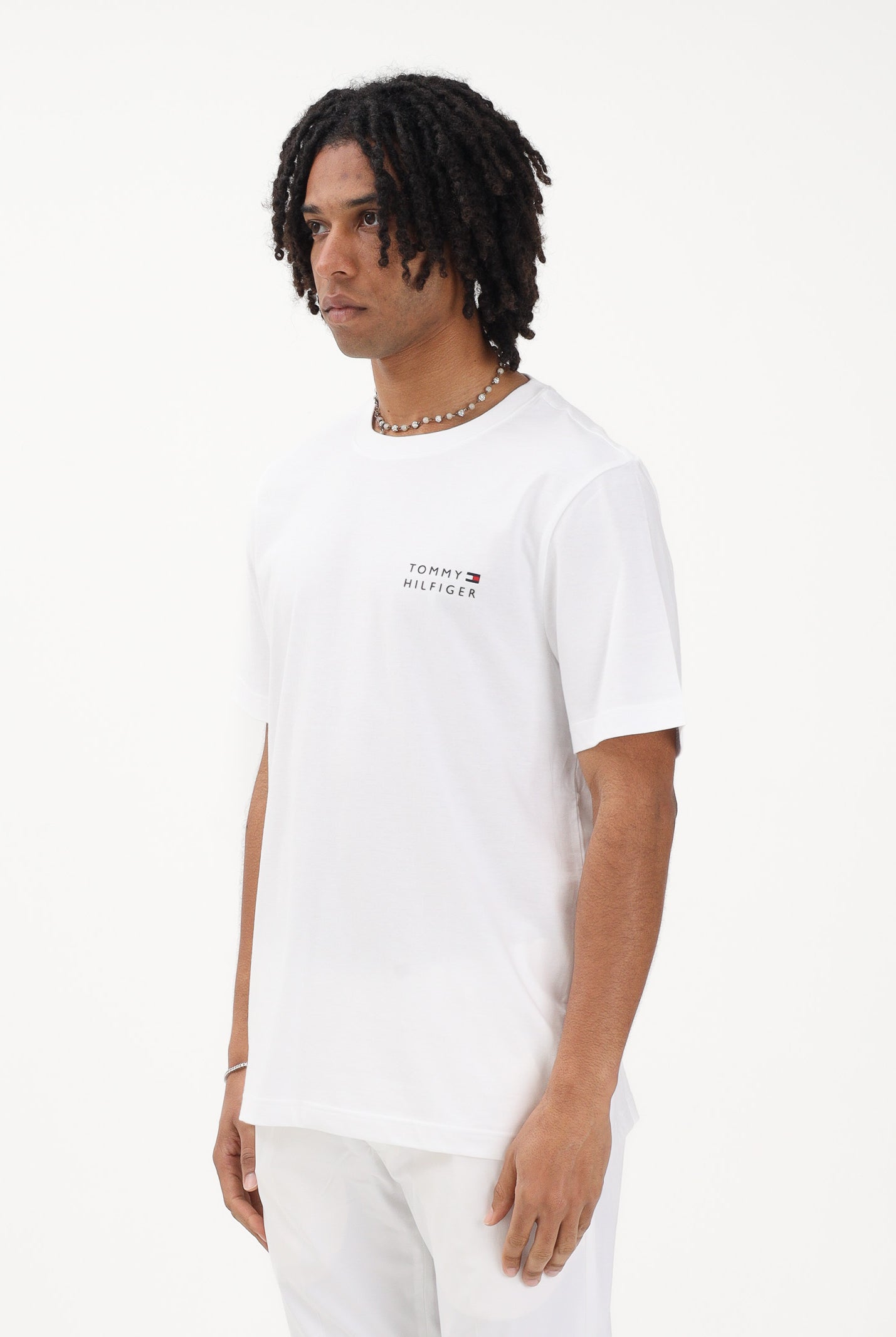 TOMMY HILFIGER T-shirt a manica corta bianca da uomo con stampa MW0MW42370 YBR TOMMY HILFIGER
