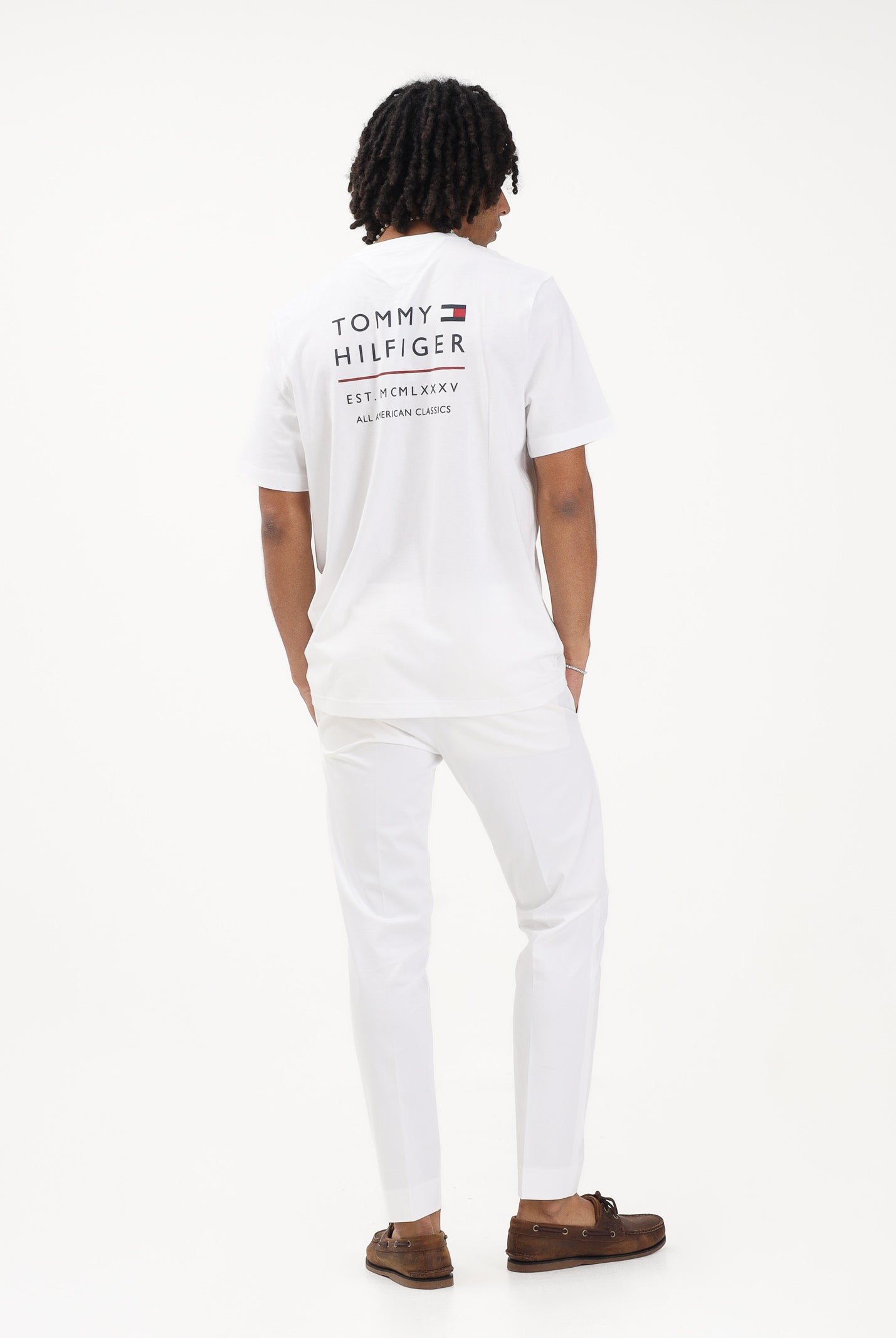 TOMMY HILFIGER T-shirt a manica corta bianca da uomo con stampa MW0MW42370 YBR TOMMY HILFIGER