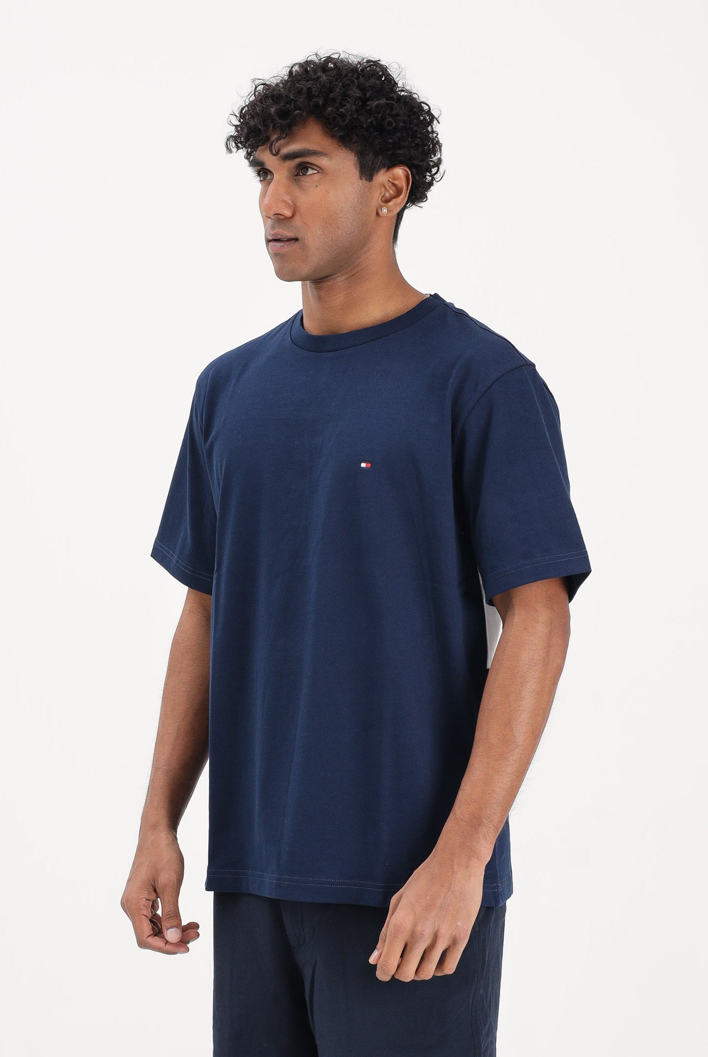 TOMMY HILFIGER T-shirt a manica corta blu da uomo con maxi stampa flag MW0MW42382 DCC TOMMY HILFIGER