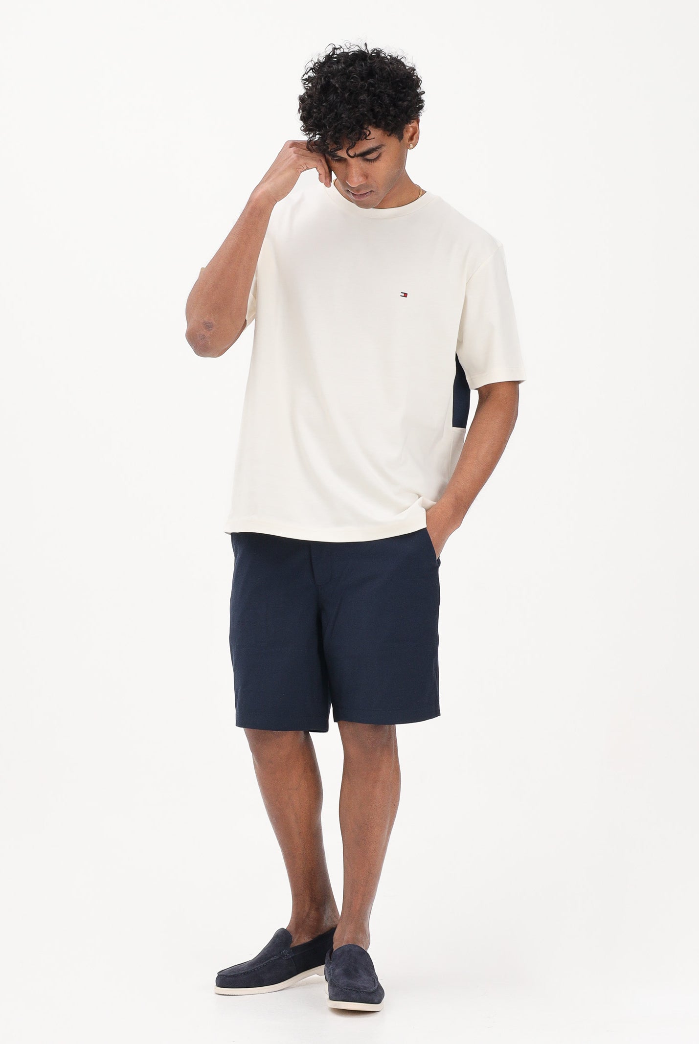 TOMMY HILFIGER T-shirt a manica corta panna da uomo con maxi stampa flag MW0MW42382 Z00 TOMMY HILFIGER