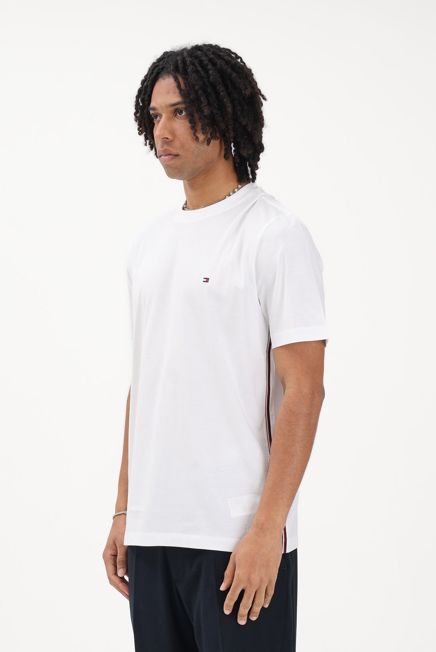 TOMMY HILFIGER T-shirt a manica corta bianca da uomo con logo MW0MW42393 YBR TOMMY HILFIGER