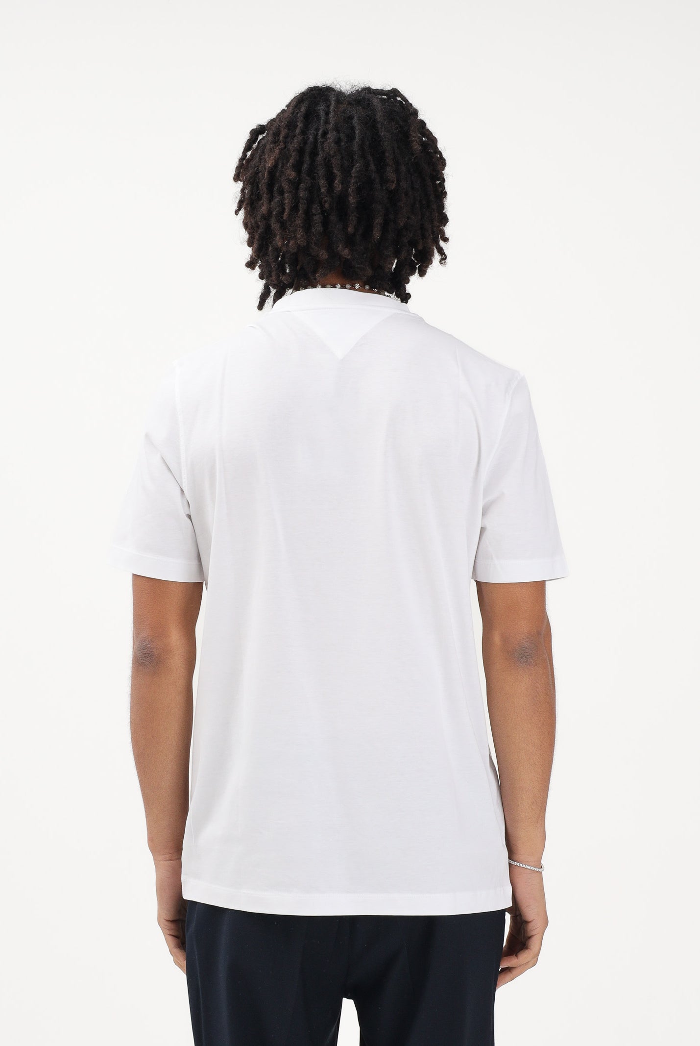 TOMMY HILFIGER T-shirt a manica corta bianca da uomo con logo MW0MW42393 YBR TOMMY HILFIGER