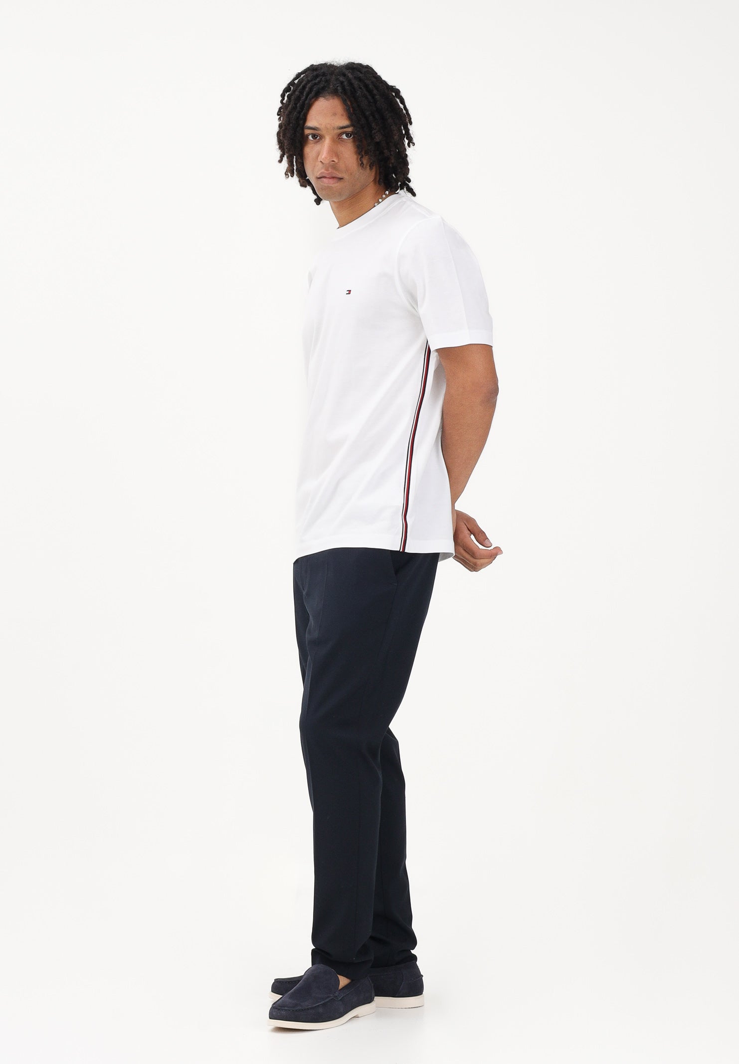 TOMMY HILFIGER T-shirt a manica corta bianca da uomo con logo MW0MW42393 YBR TOMMY HILFIGER