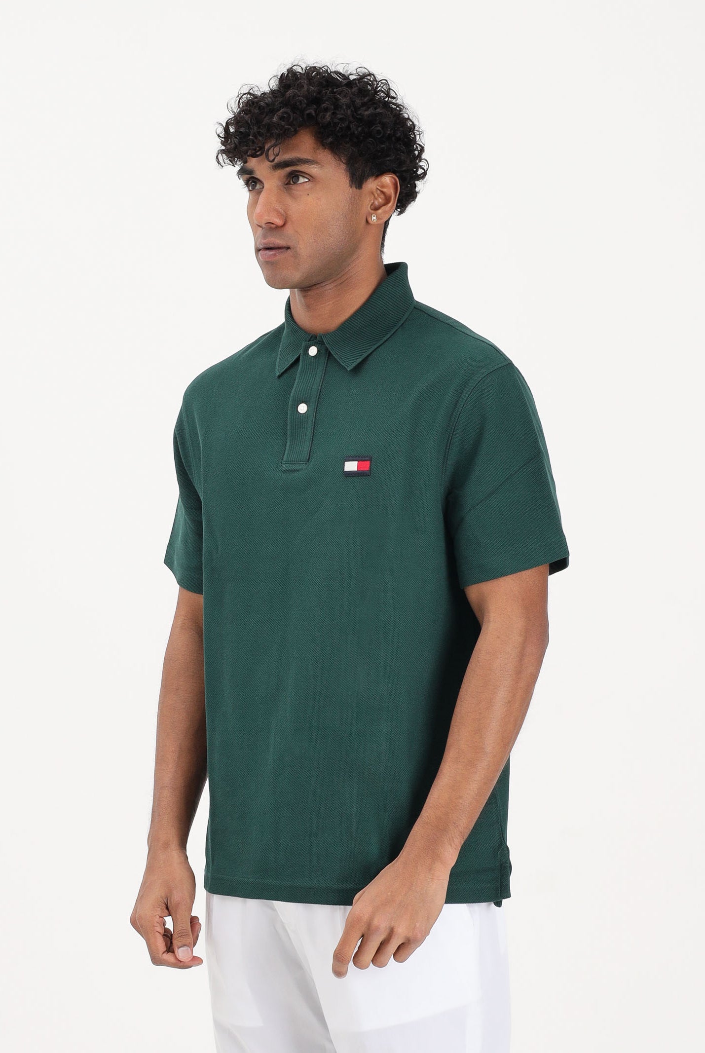 TOMMY HILFIGER Polo a manica corta verde da uomo con logo MW0MW42740 MBN TOMMY HILFIGER