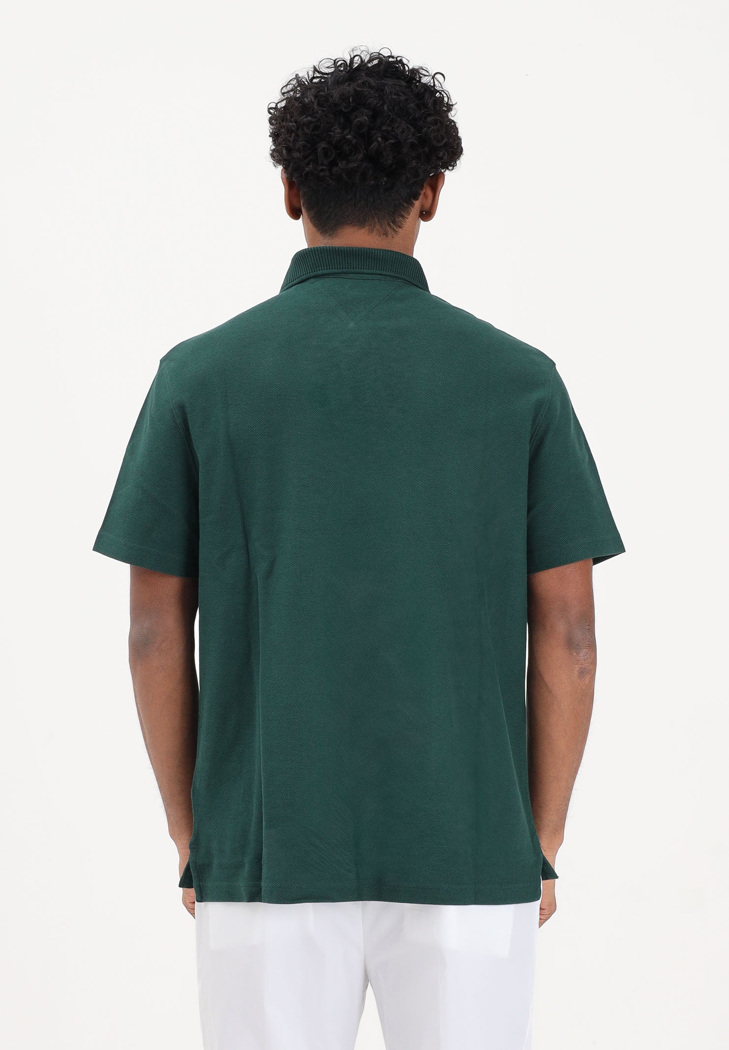 TOMMY HILFIGER Polo a manica corta verde da uomo con logo MW0MW42740 MBN TOMMY HILFIGER