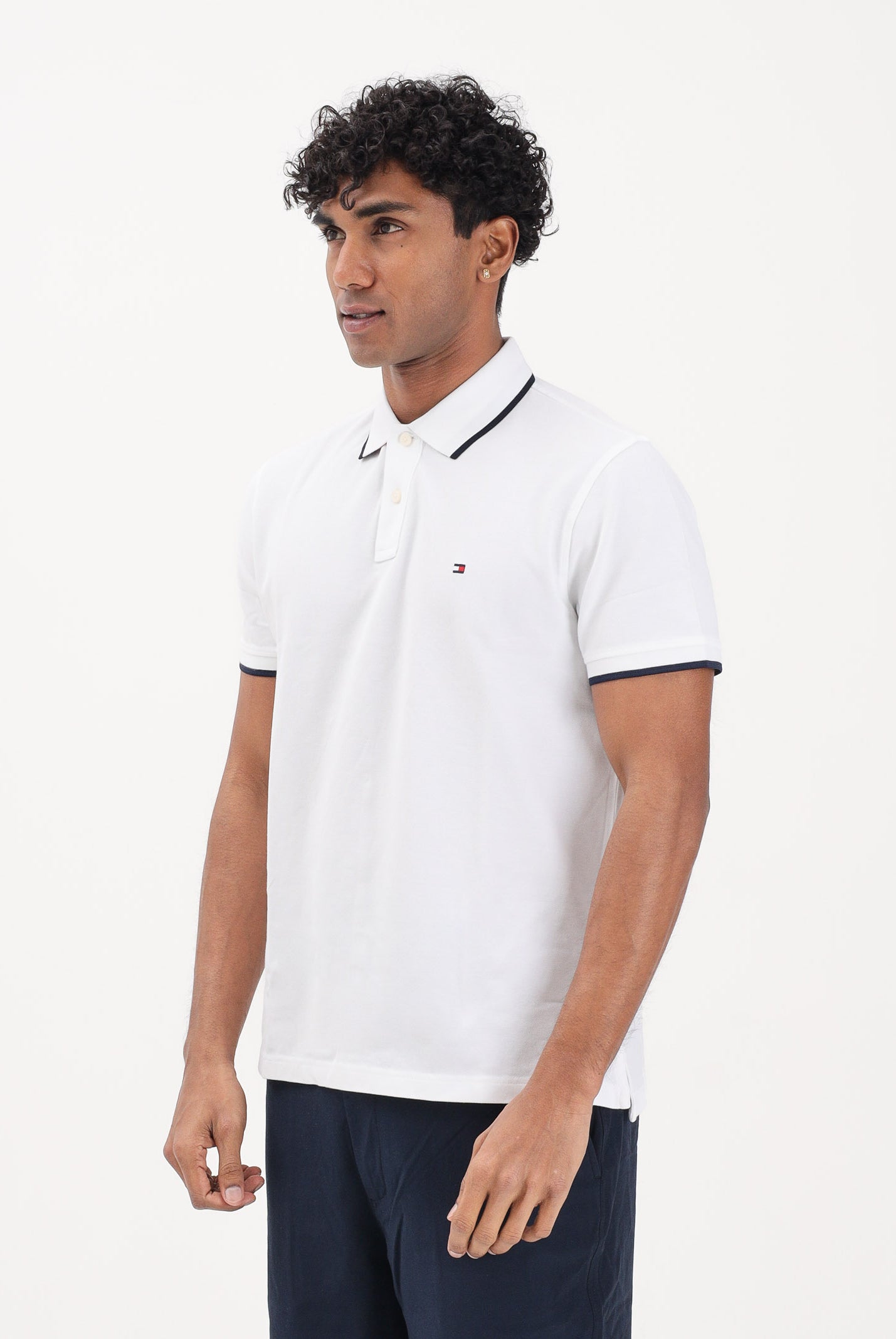 TOMMY HILFIGER Polo a manica corta bianca da uomo con logo MW0MW42748 YBR TOMMY HILFIGER
