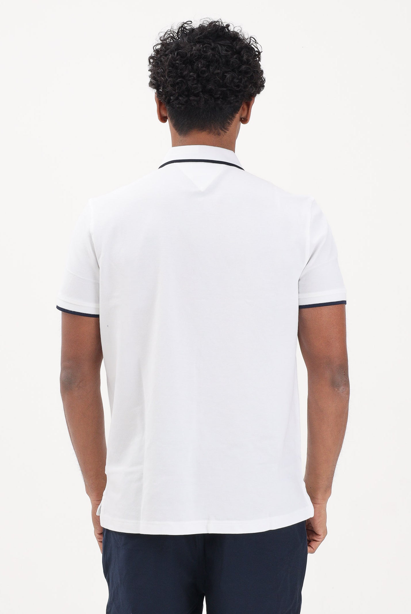 TOMMY HILFIGER Polo a manica corta bianca da uomo con logo MW0MW42748 YBR TOMMY HILFIGER
