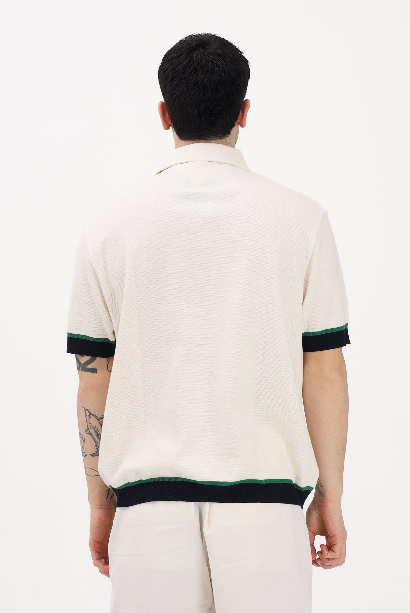 TOMMY HILFIGER Polo a manica corta panna da uomo con profili a contrasto MW0MW42767 Z00 TOMMY HILFIGER