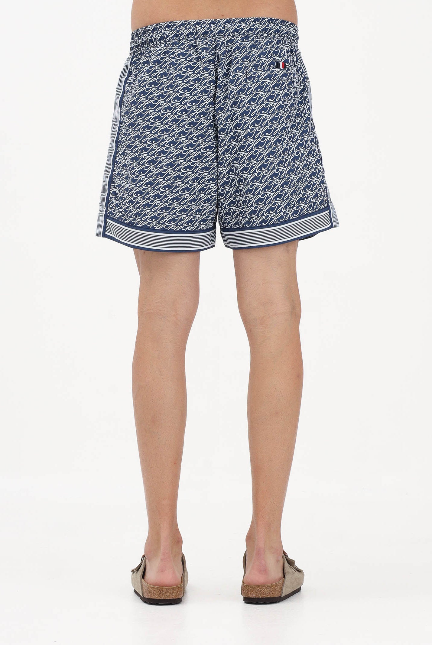 TOMMY HILFIGER Shorts mare blu da uomo con fantasia monogram UM0UM03822 0YC TOMMY HILFIGER