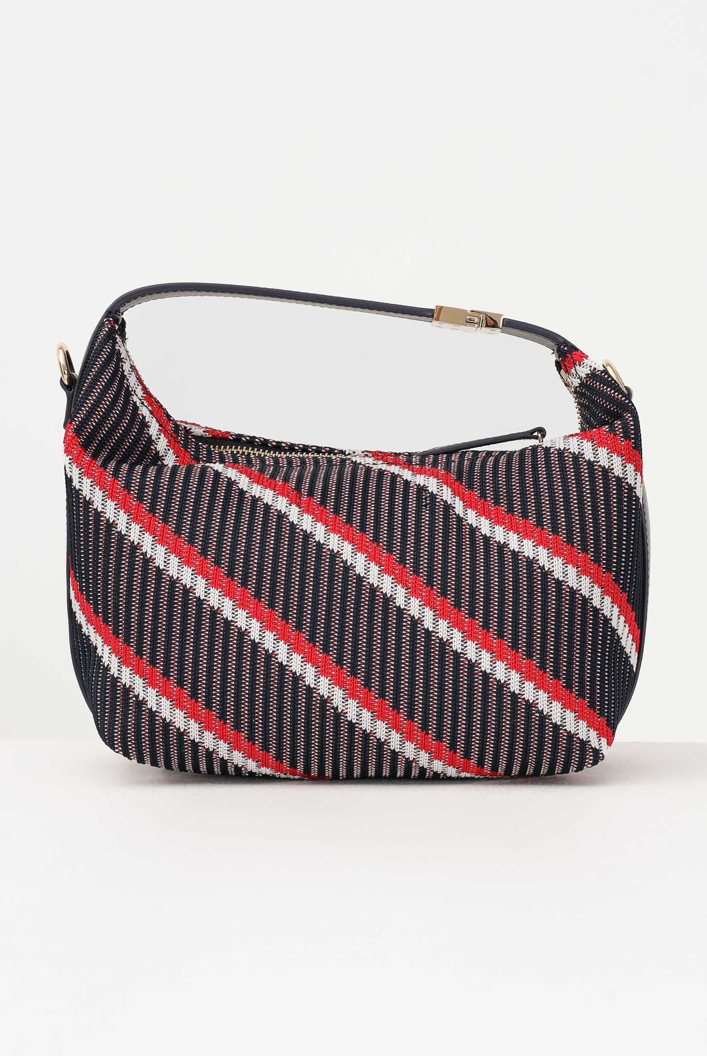 TOMMY HILFIGER Borsa hobo da donna in maglia blu bianca e rossa AW0AW18165 0GY TOMMY HILFIGER