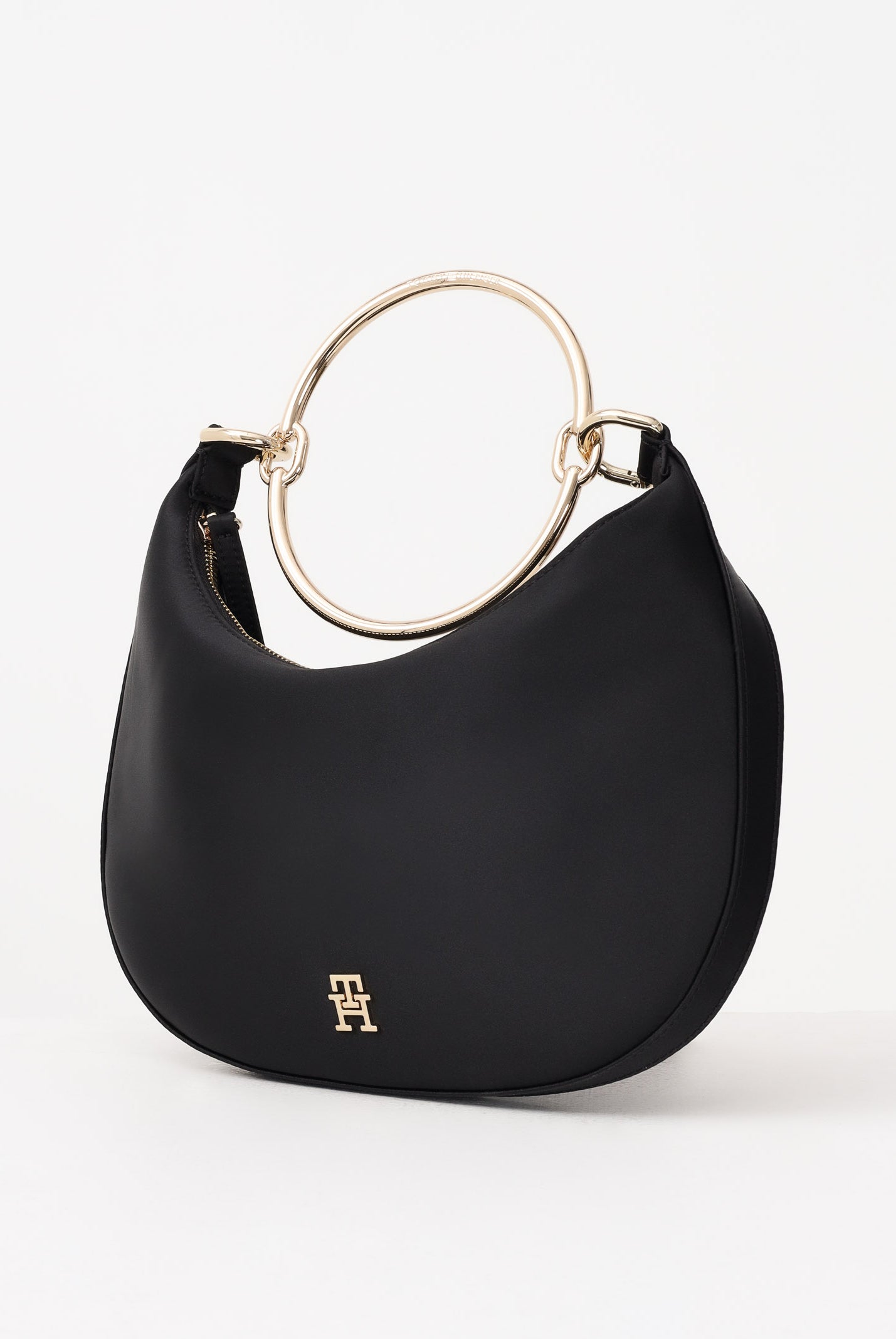 TOMMY HILFIGER Borsa hobo in raso nero da donna AW0AW18236 BDS TOMMY HILFIGER
