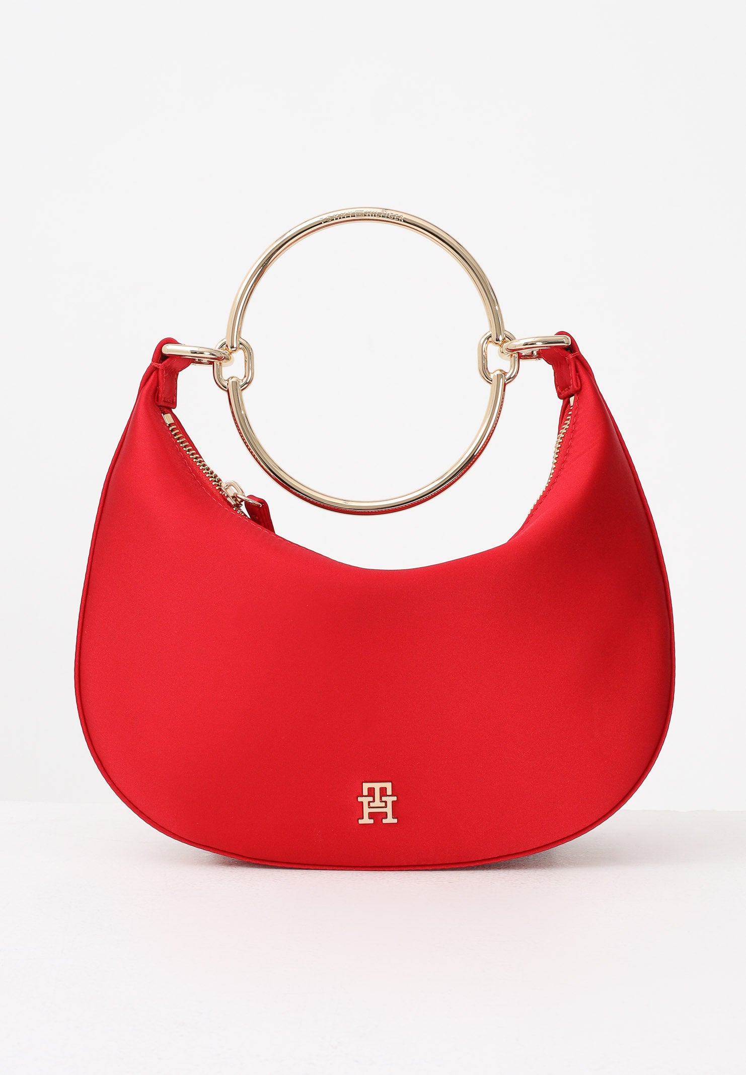 TOMMY HILFIGER Borsa hobo in raso rosso da donna AW0AW18236 XLG TOMMY HILFIGER