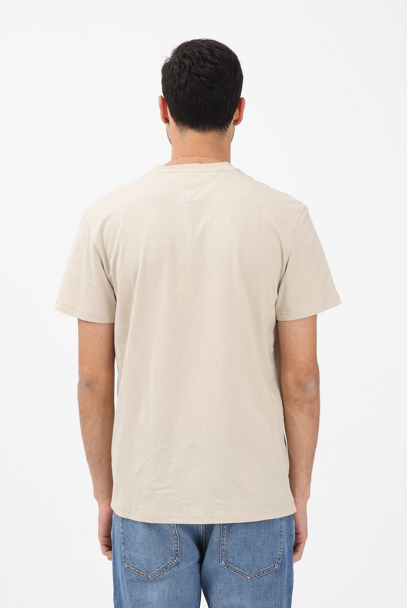 TOMMY JEANS T-shirt a manica corta beige da uomo con logo DM0DM21780 ABY TOMMY JEANS