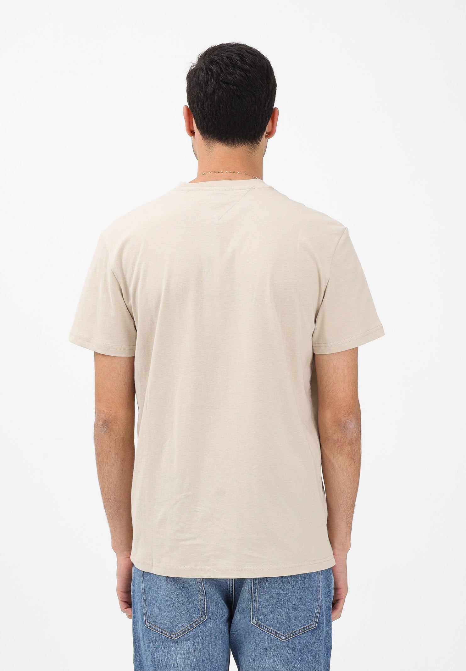 TOMMY JEANS T-shirt a manica corta beige da uomo con logo DM0DM21780 ABY TOMMY JEANS