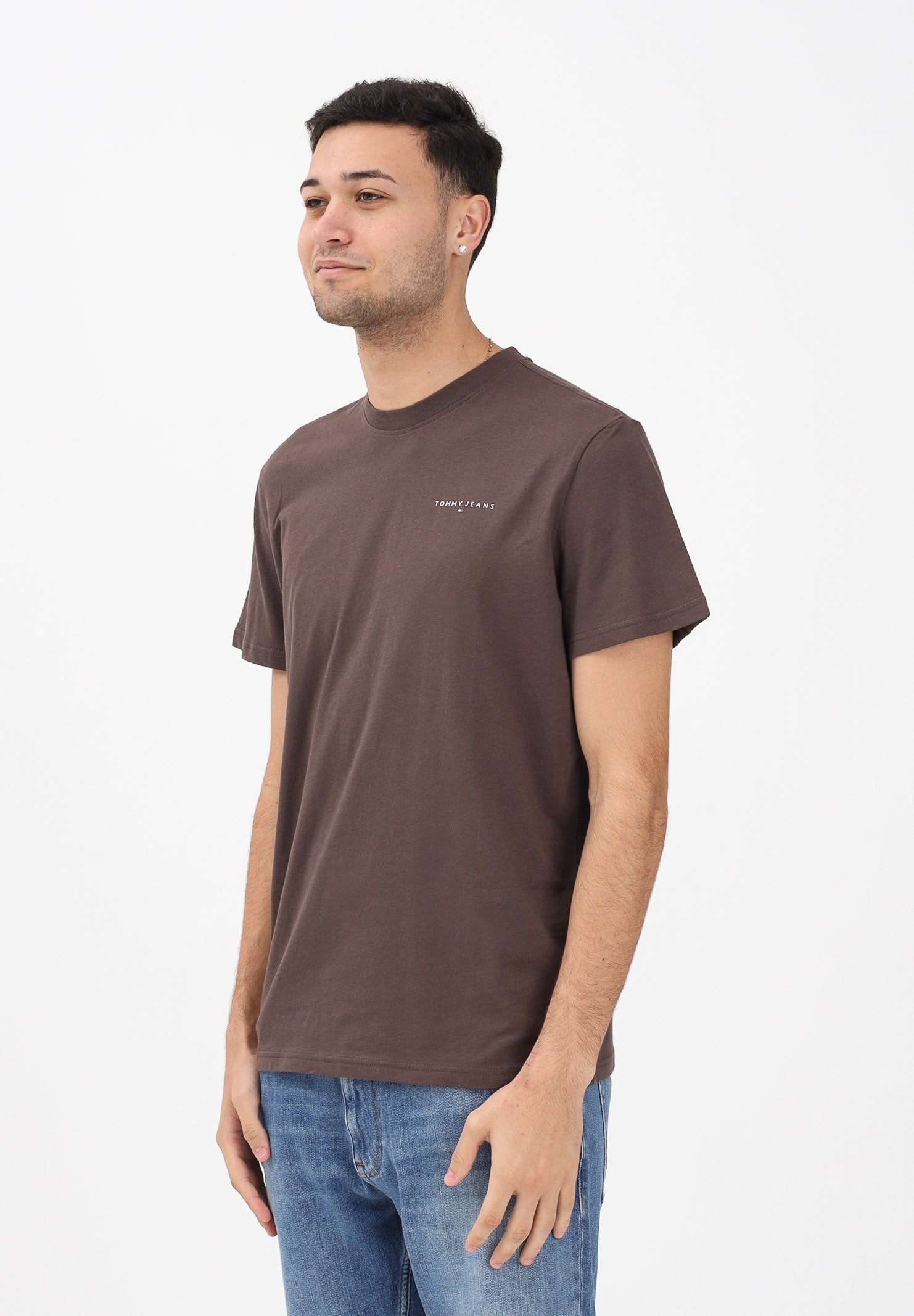 TOMMY JEANS T-shirt a manica corta marrone da uomo con logo DM0DM21780 GW1 TOMMY JEANS