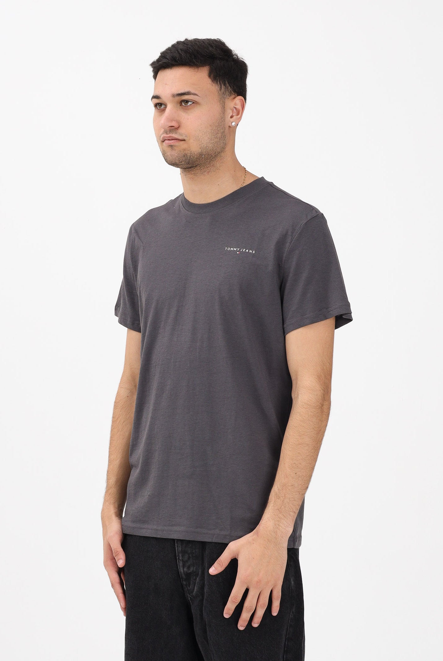 TOMMY JEANS T-shirt a manica corta grigia da uomo con logo DM0DM21780 PT2 TOMMY JEANS