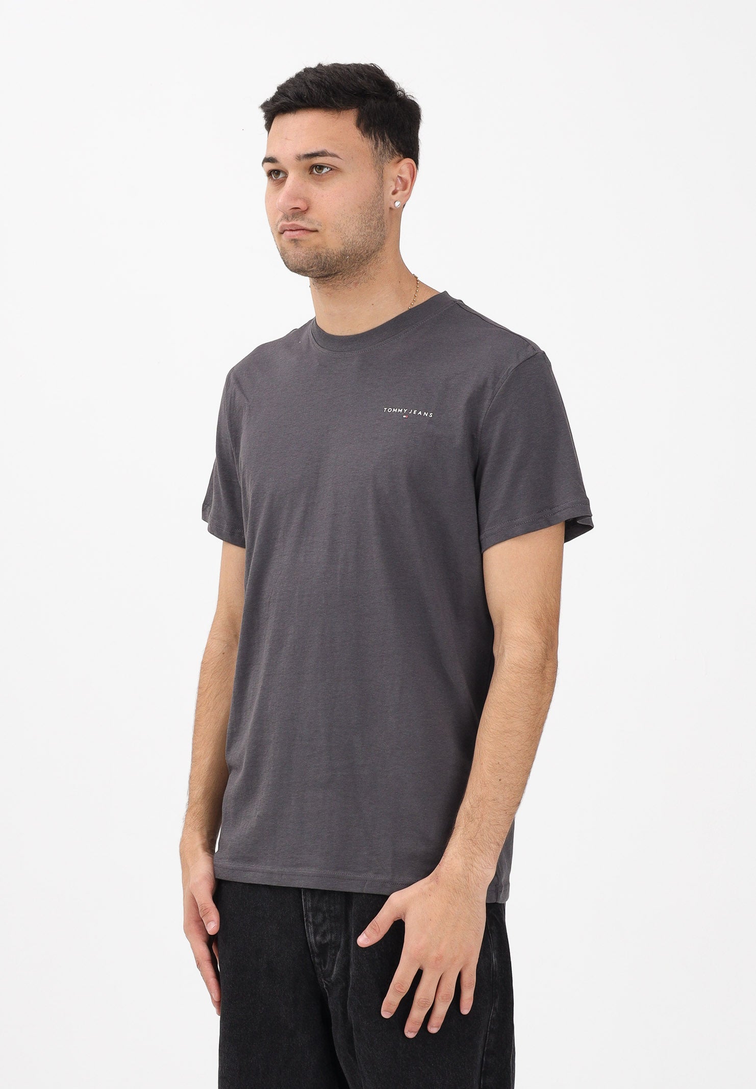 TOMMY JEANS T-shirt a manica corta grigia da uomo con logo DM0DM21780 PT2 TOMMY JEANS
