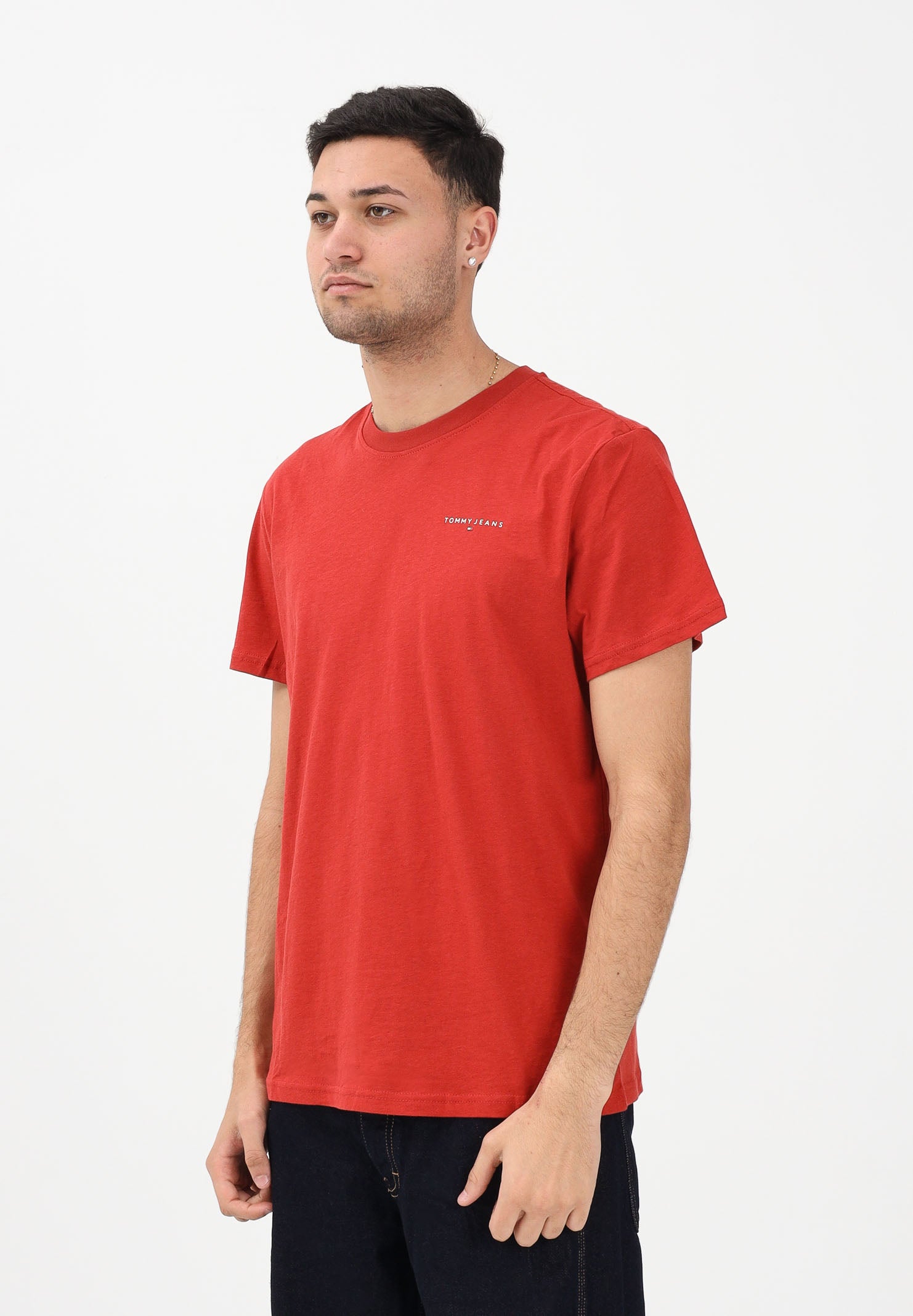 TOMMY JEANS T-shirt a manica corta terracotta da uomo con logo DM0DM21780 XL0 TOMMY JEANS