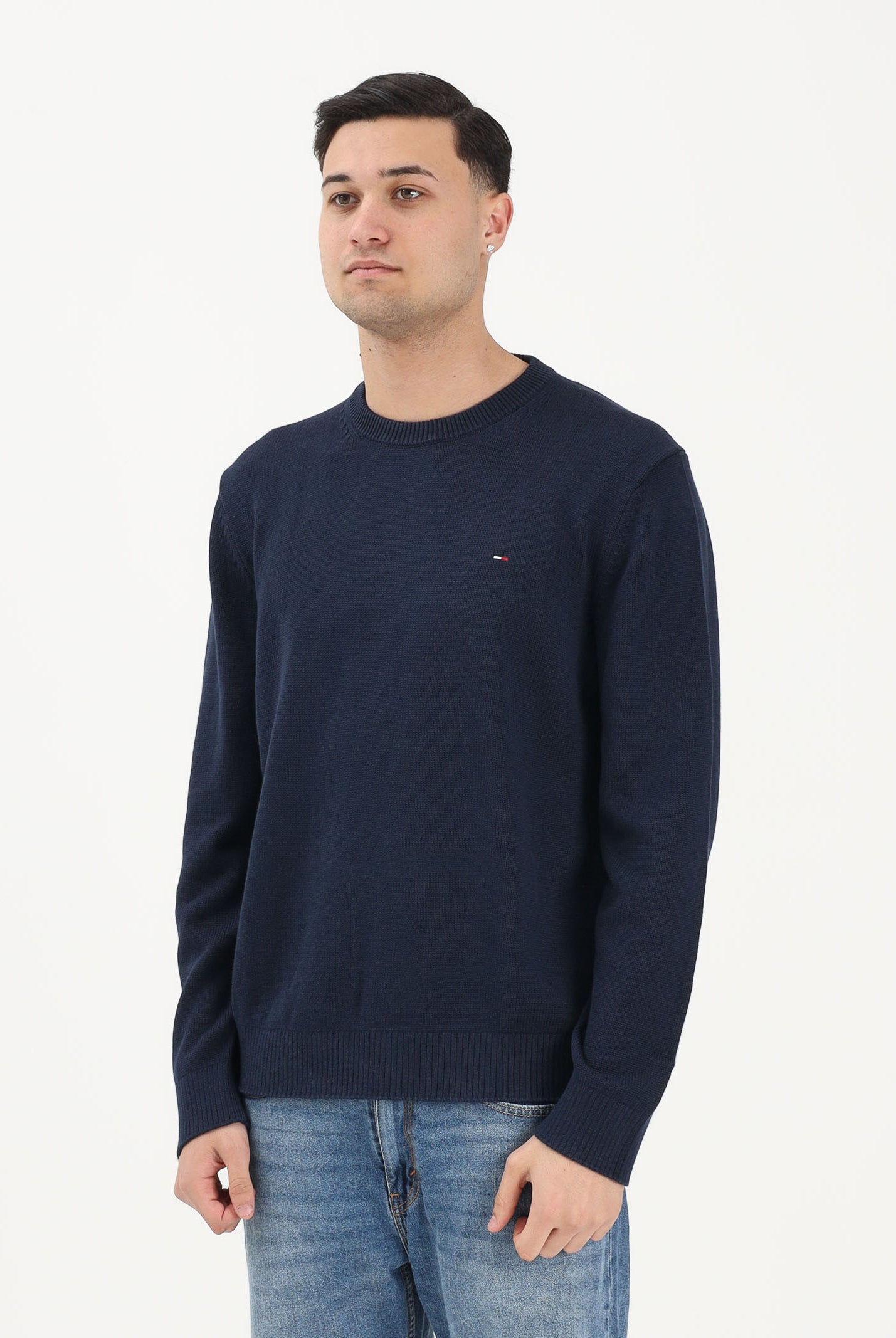TOMMY JEANS Maglioncino girocollo blu da uomo con logo DM0DM21787 C1G TOMMY JEANS