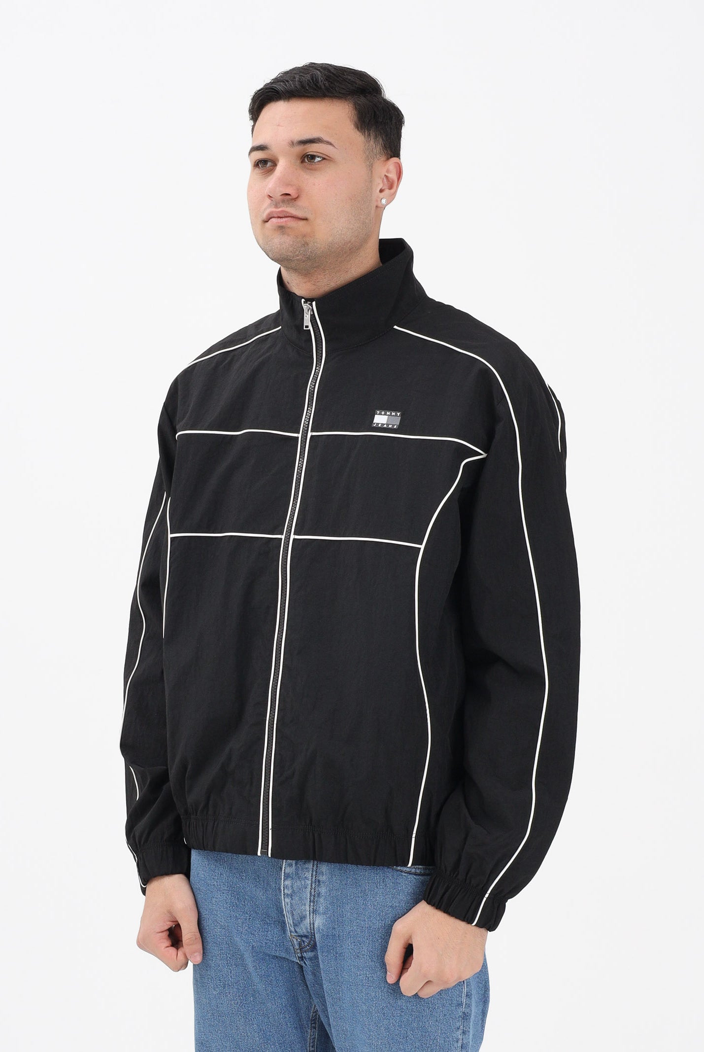 TOMMY JEANS Giacca a vento nera da uomo con logo DM0DM22297 BDS TOMMY JEANS