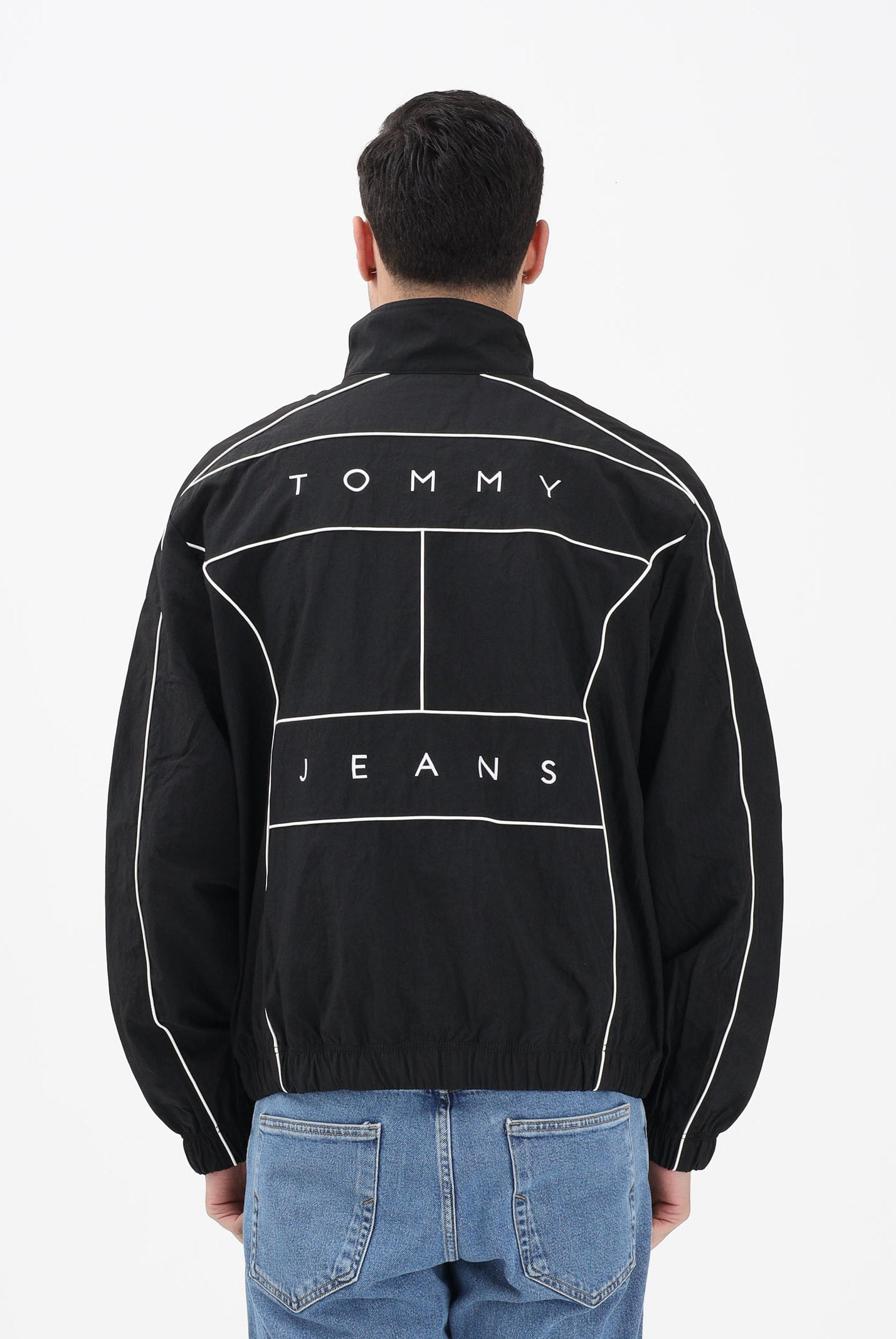TOMMY JEANS Giacca a vento nera da uomo con logo DM0DM22297 BDS TOMMY JEANS