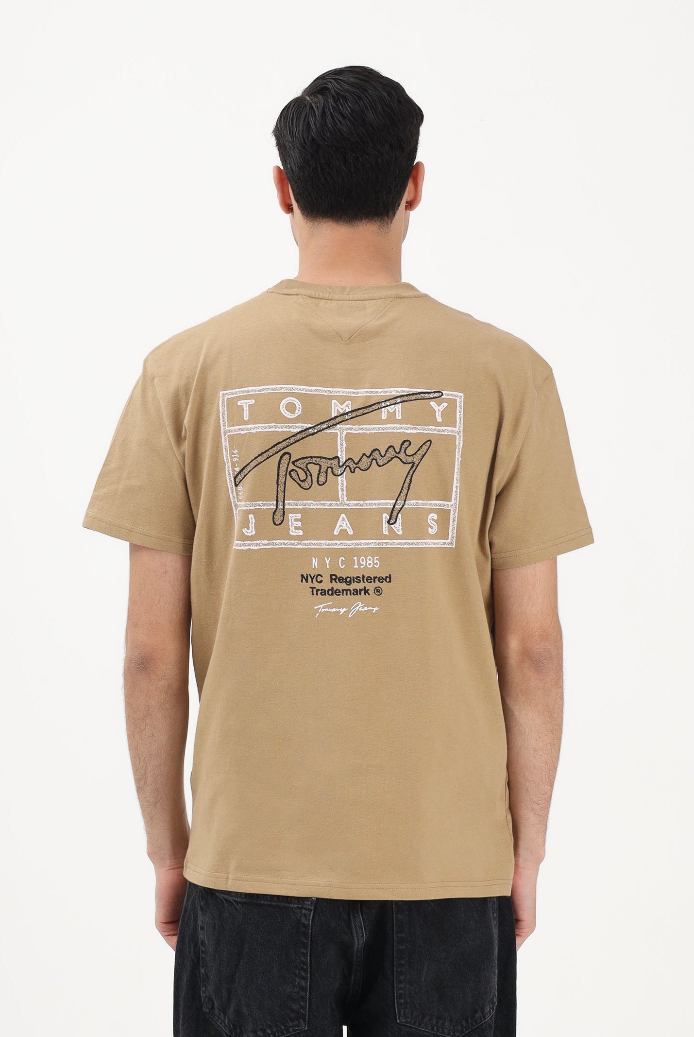TOMMY JEANS T-shirt a manica corta Signature beige da uomo DM0DM22319 AEN TOMMY JEANS