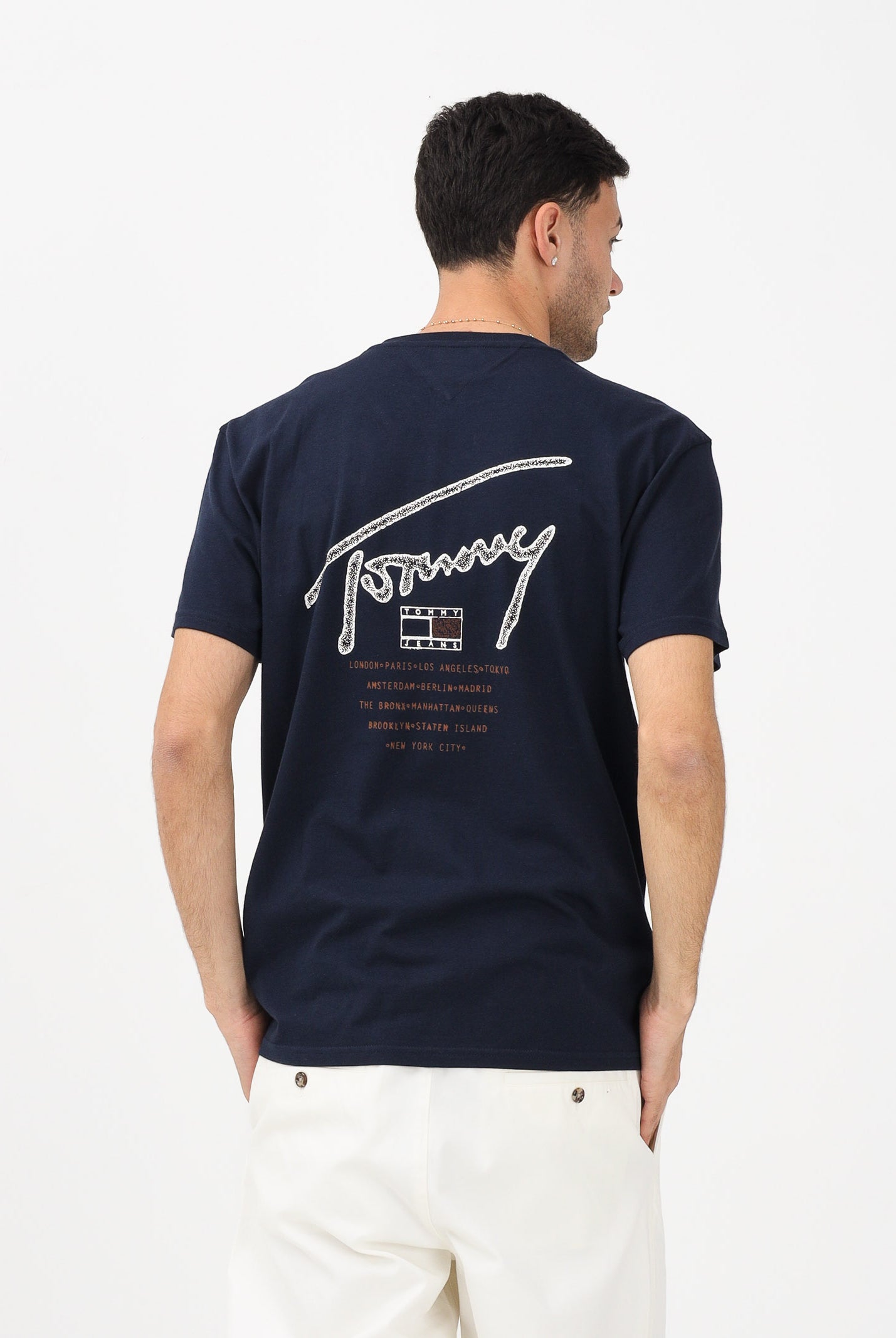 TOMMY JEANS T-shirt a manica corta Signature blu da uomo DM0DM22320 C1G TOMMY JEANS