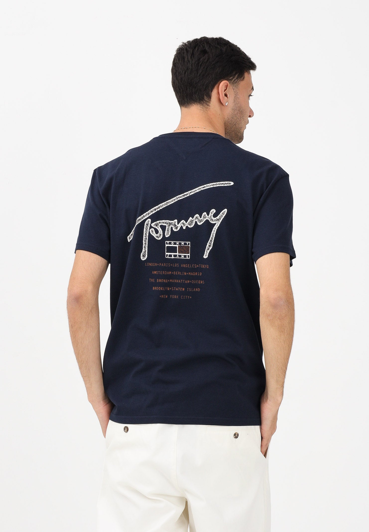 TOMMY JEANS T-shirt a manica corta Signature blu da uomo DM0DM22320 C1G TOMMY JEANS