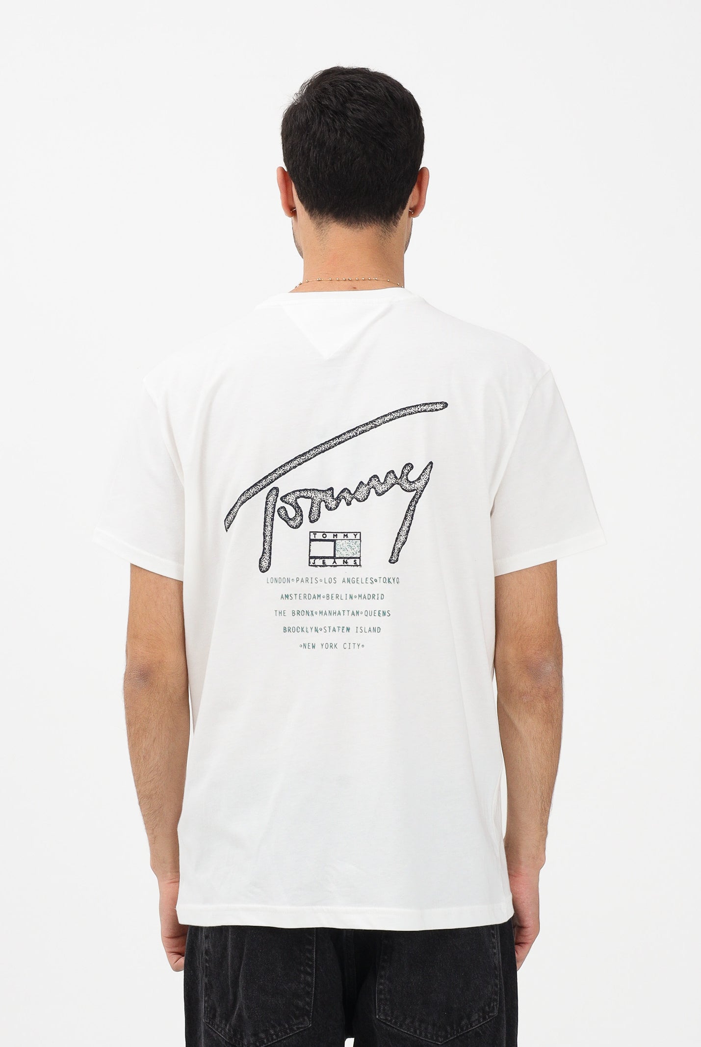 TOMMY JEANS T-shirt a manica corta Signature panna da uomo DM0DM22320 YBL TOMMY JEANS