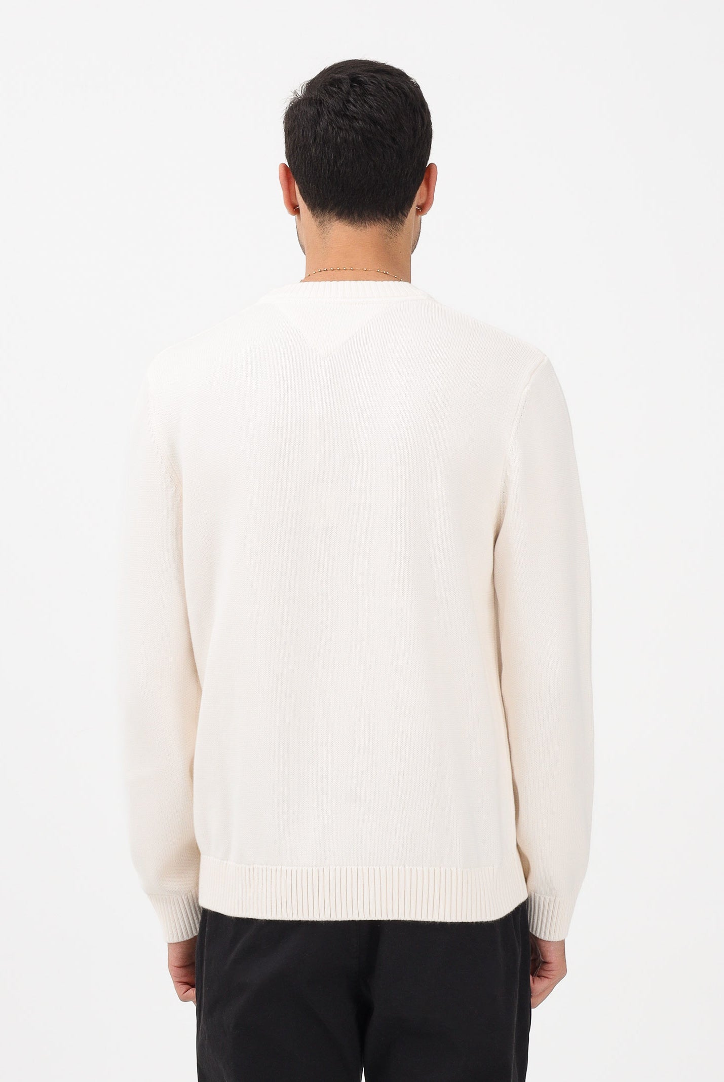 TOMMY JEANS Maglioncino girocollo panna da uomo con logo DM0DM22352 YBH TOMMY JEANS