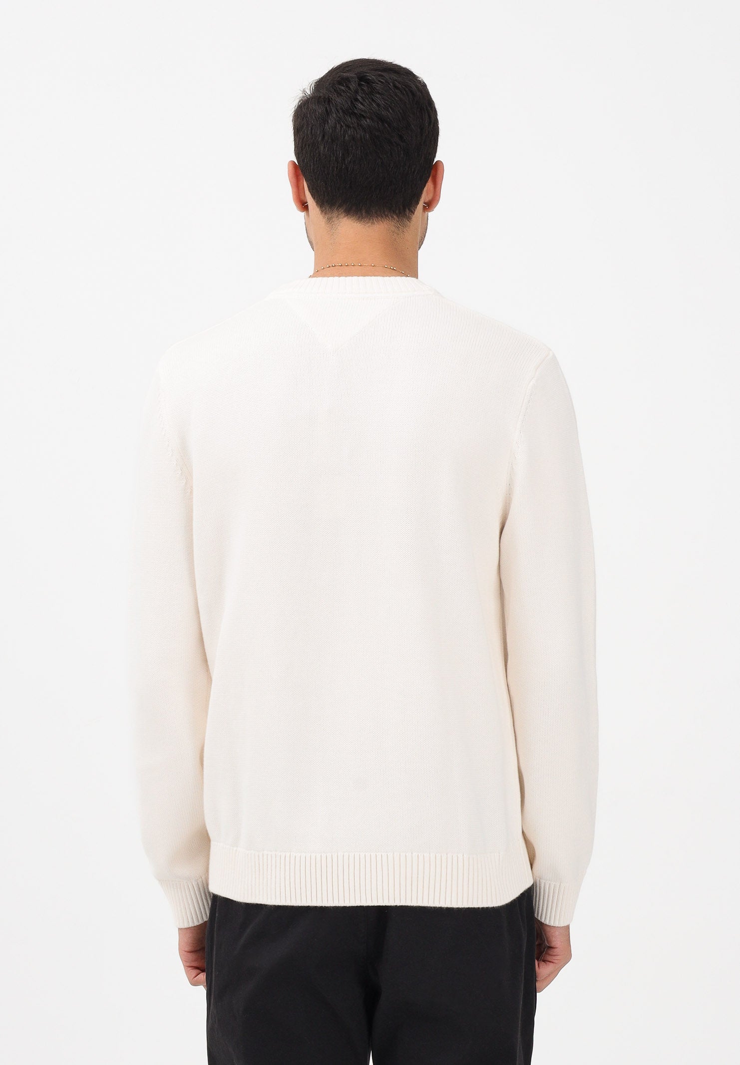TOMMY JEANS Maglioncino girocollo panna da uomo con logo DM0DM22352 YBH TOMMY JEANS