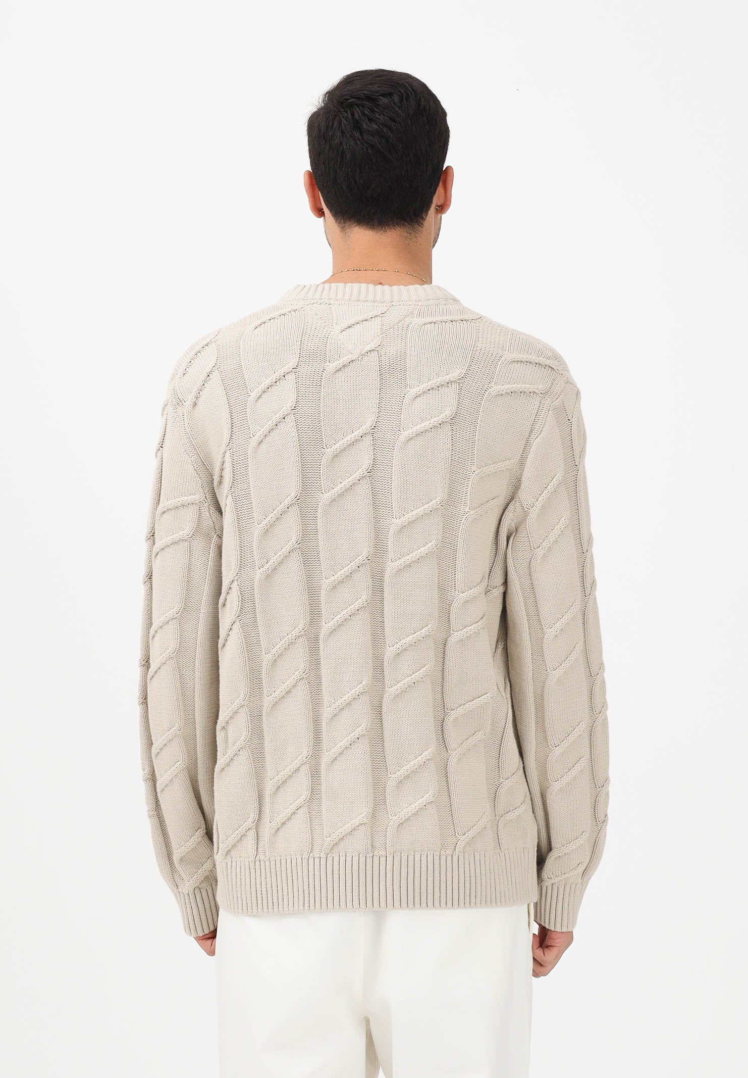 TOMMY JEANS Maglioncino girocollo beige da uomo con lavorazione intrecciata DM0DM22355 ABY TOMMY JEANS