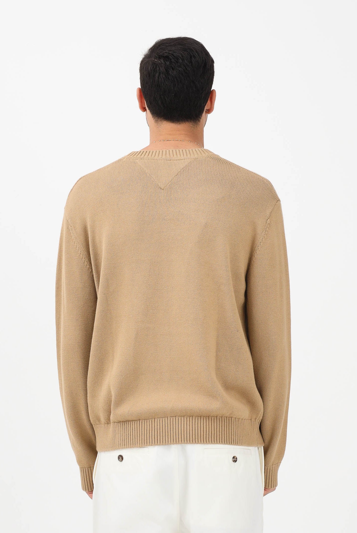 TOMMY JEANS Maglioncino girocollo beige da uomo con logo DM0DM22401 AEN TOMMY JEANS
