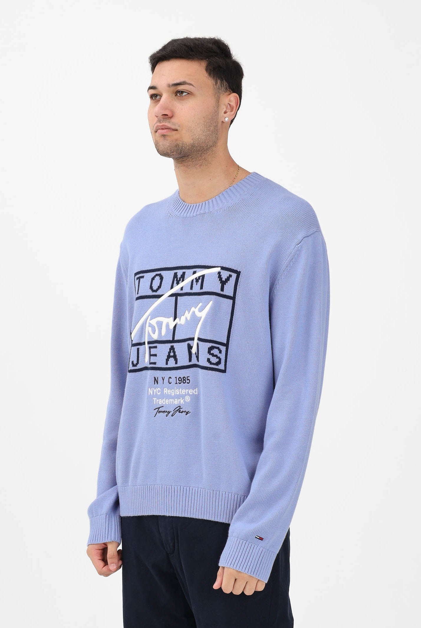 TOMMY JEANS Maglioncino girocollo polvere da uomo con logo DM0DM22401 C5X TOMMY JEANS