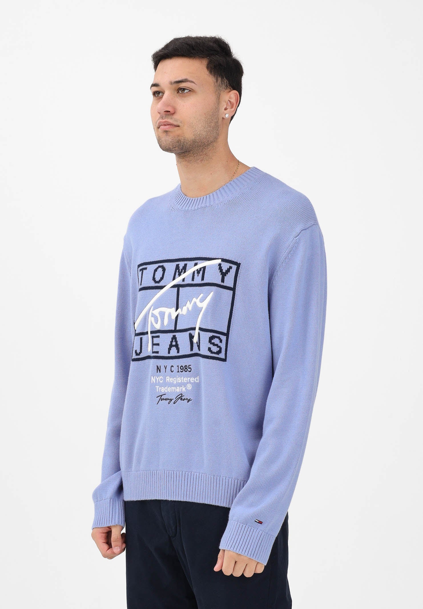 TOMMY JEANS Maglioncino girocollo polvere da uomo con logo DM0DM22401 C5X TOMMY JEANS