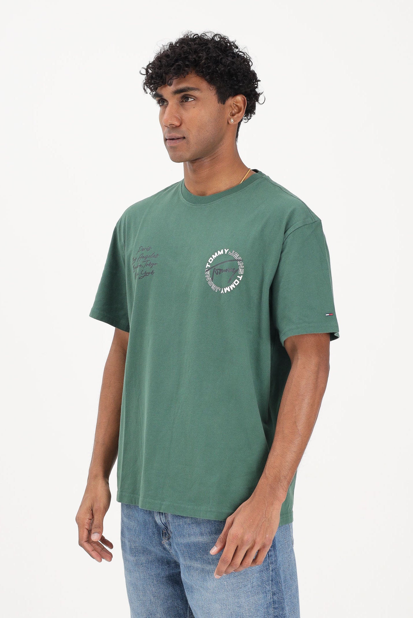 TOMMY JEANS T-shirt a manica corta verde da uomo con stampa sul retro DM0DM22535 MBL TOMMY JEANS