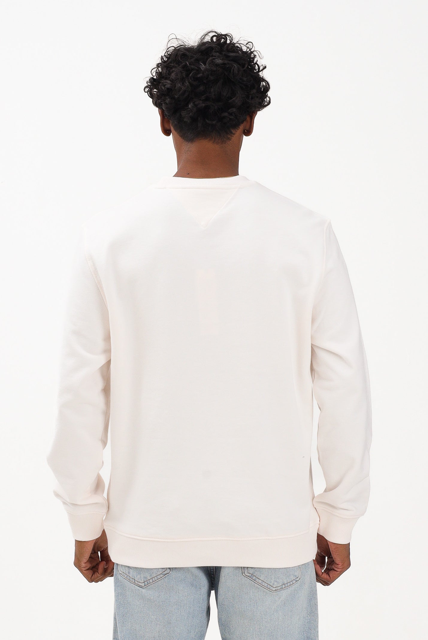TOMMY JEANS Felpa girocollo panna da uomo con stampa logo DM0DM22643 YBH TOMMY JEANS