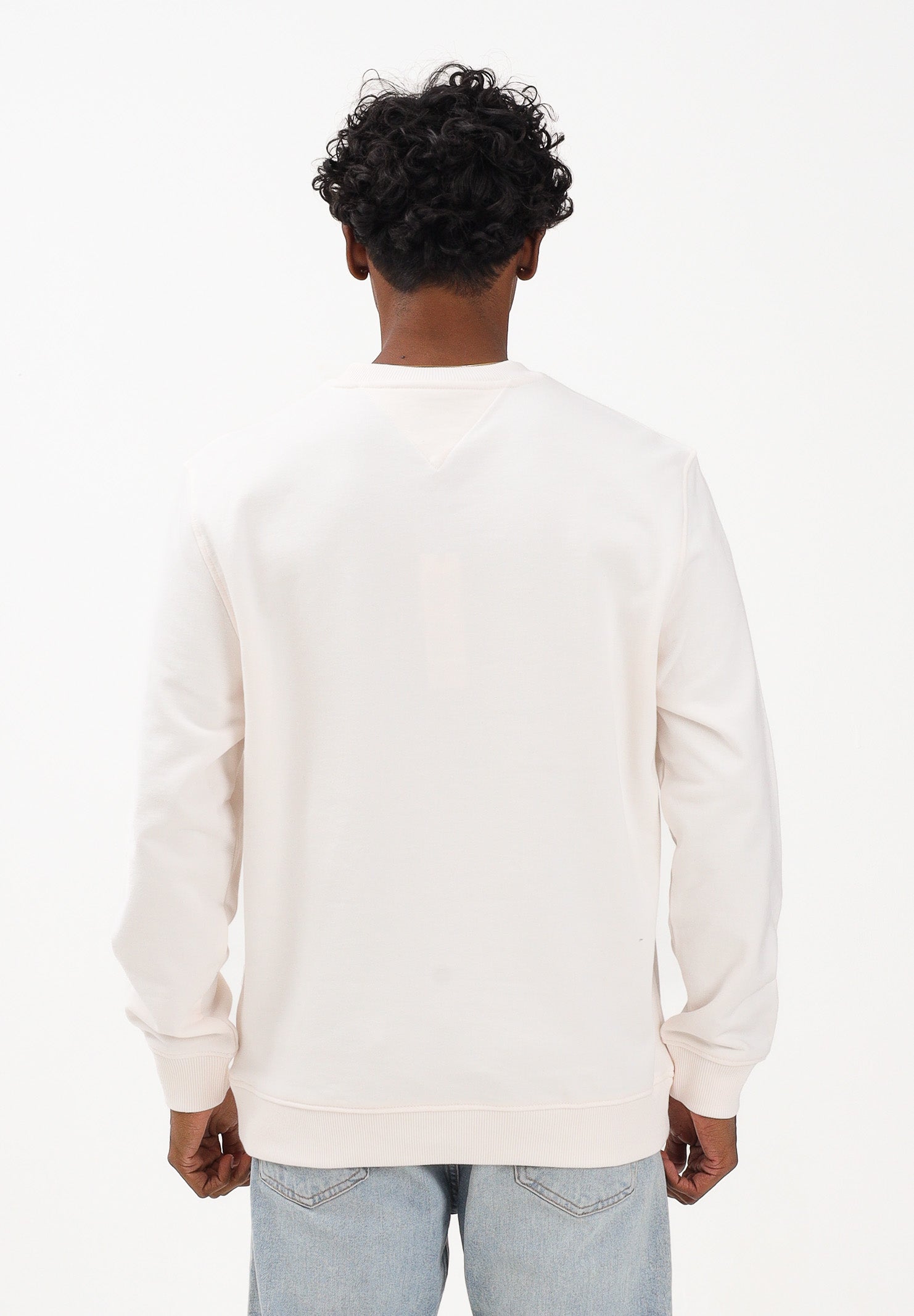TOMMY JEANS Felpa girocollo panna da uomo con stampa logo DM0DM22643 YBH TOMMY JEANS