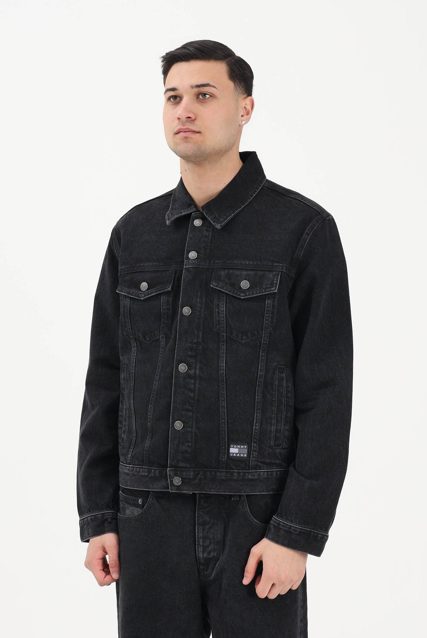 TOMMY JEANS Giubbotto in denim nero da uomo DM0DM22670 1BZ TOMMY JEANS