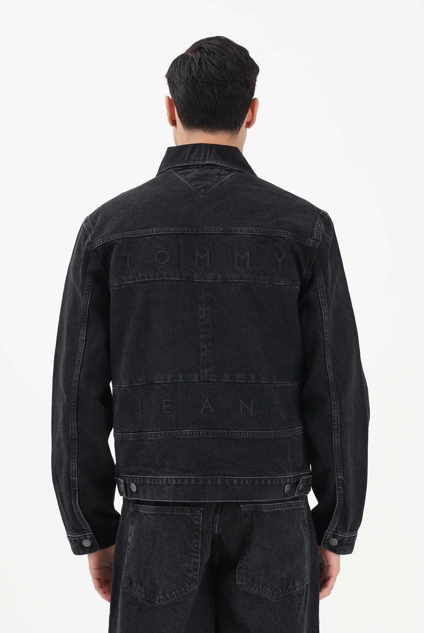 TOMMY JEANS Giubbotto in denim nero da uomo DM0DM22670 1BZ TOMMY JEANS