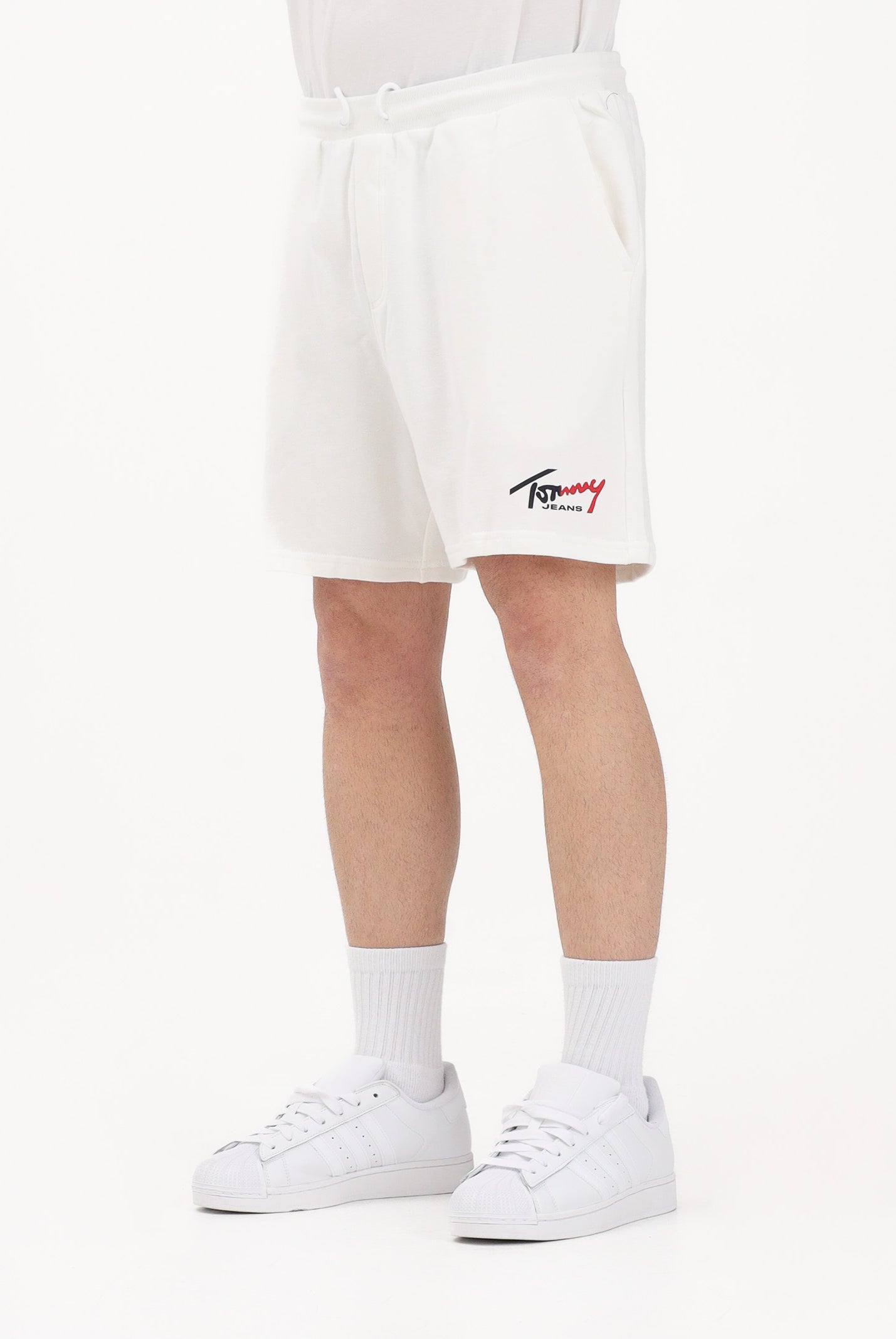 TOMMY JEANS Shorts sportivo bianco da uomo con logo DM0DM23017 YBL TOMMY JEANS